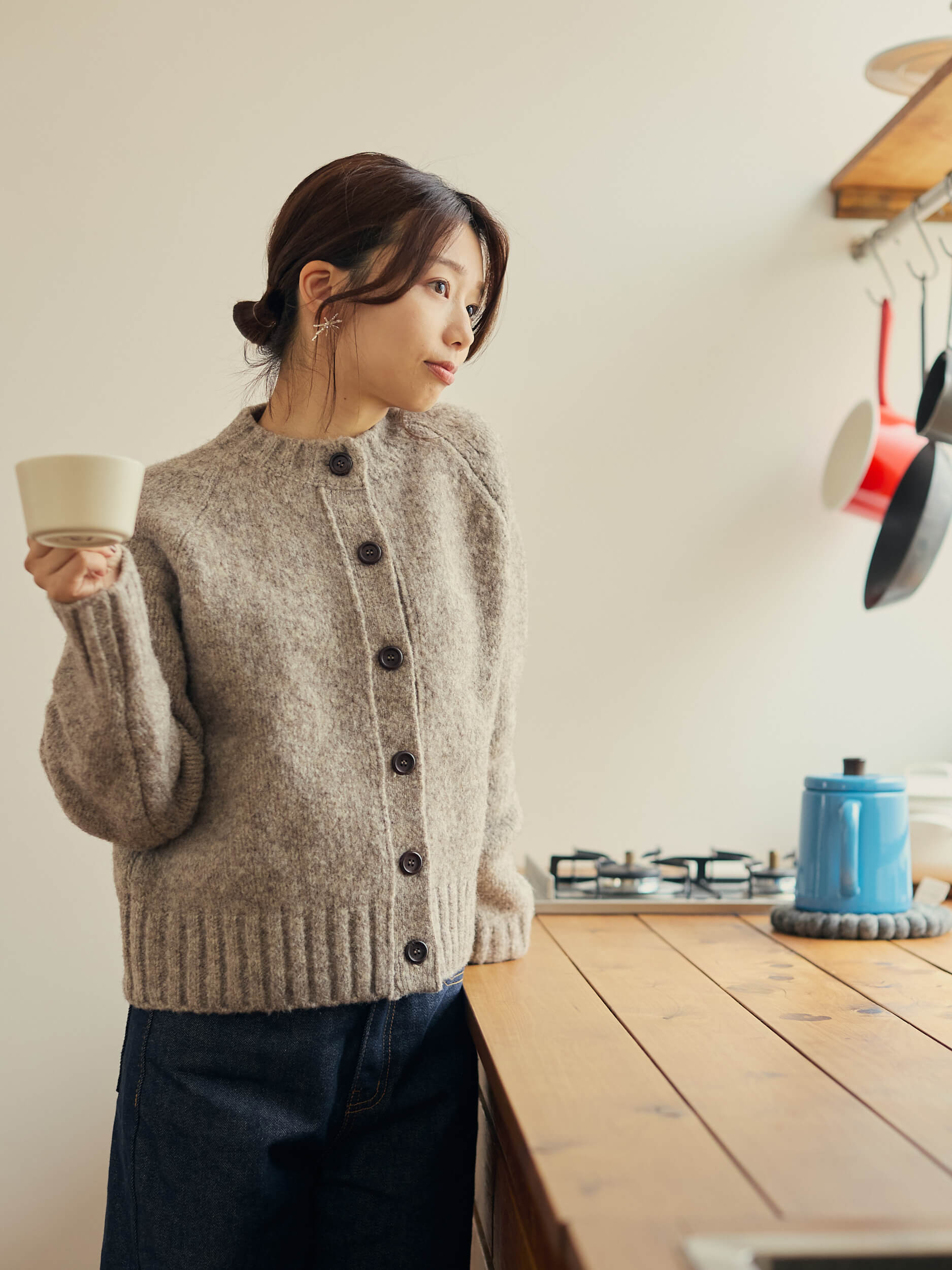mixture knit cardigan