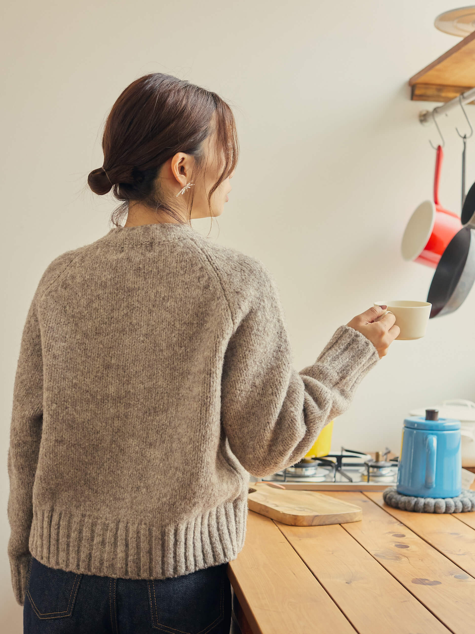 mixture knit cardigan