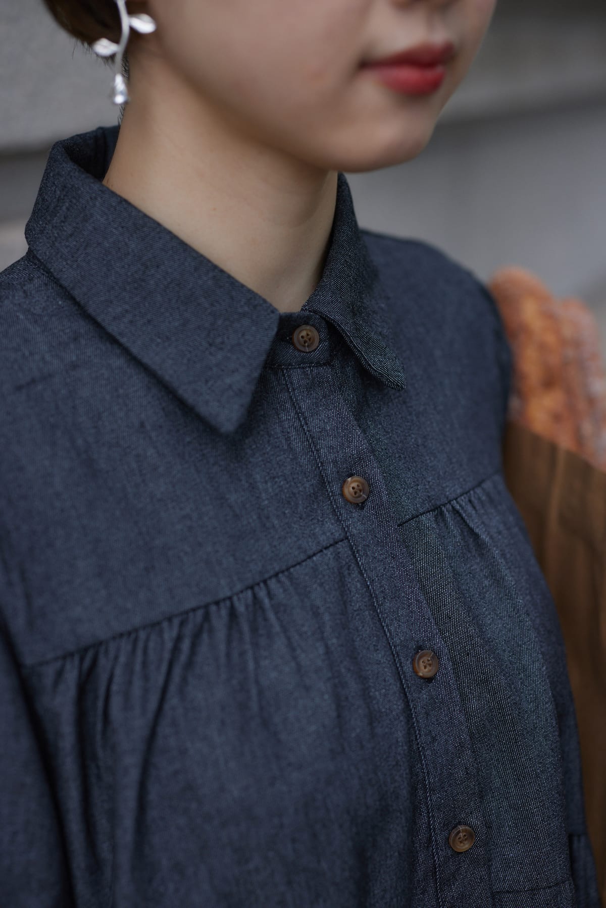 denim tirered mini one-piece