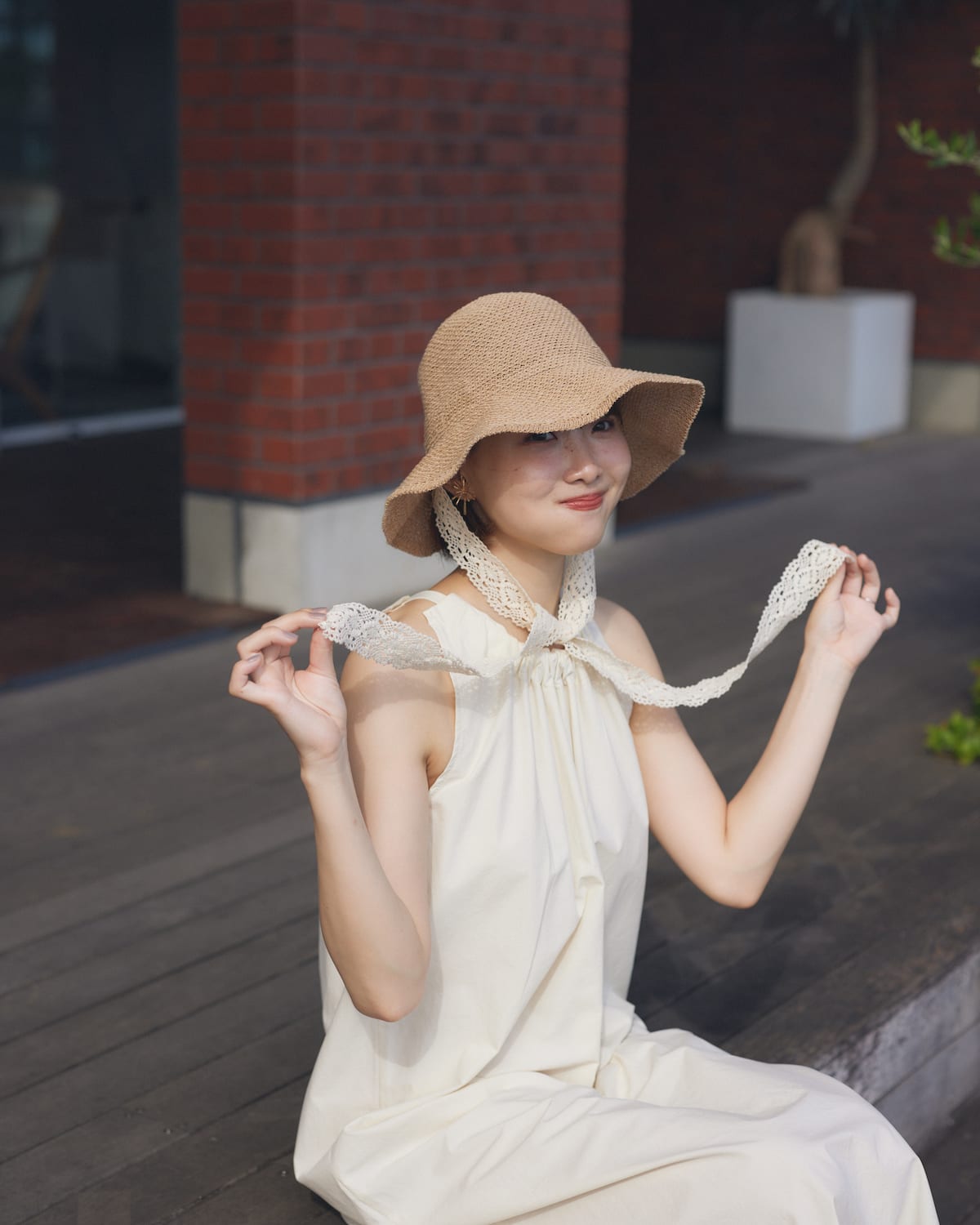 lace straw hat