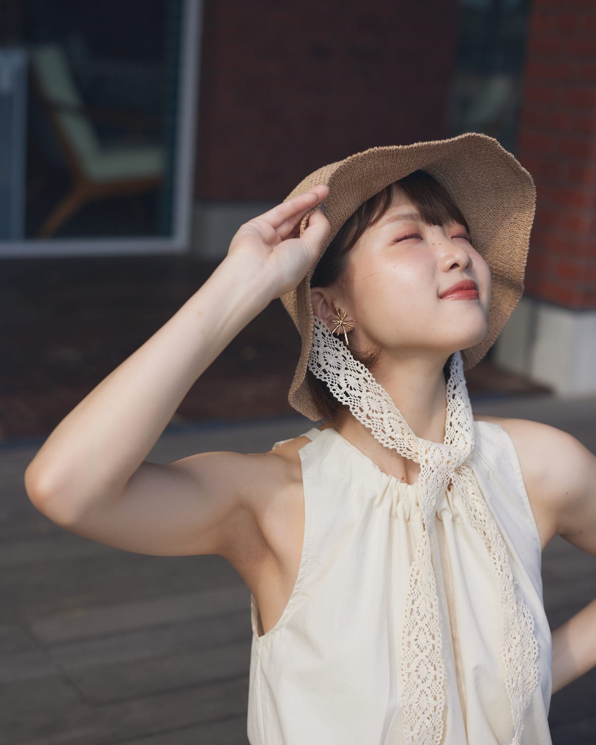 lace straw hat