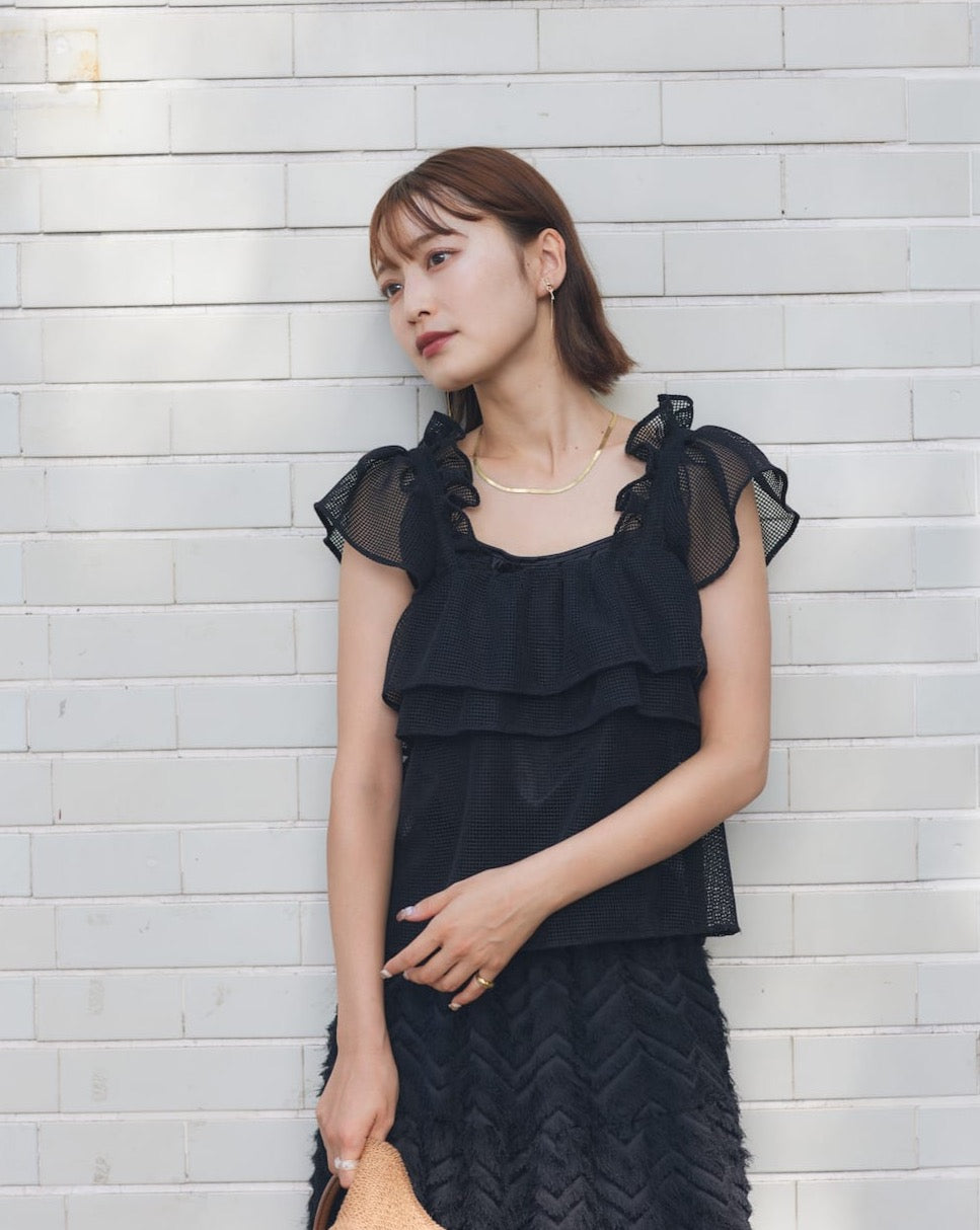 frill mesh tops
