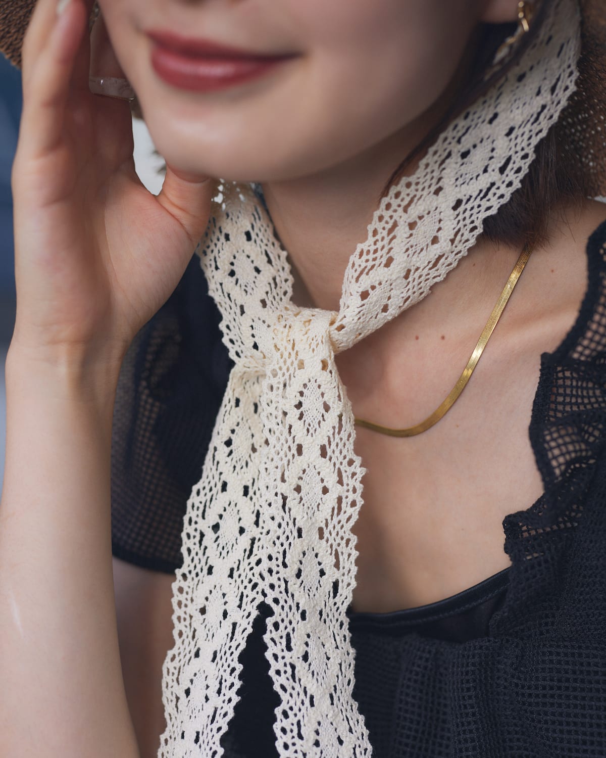 lace straw hat