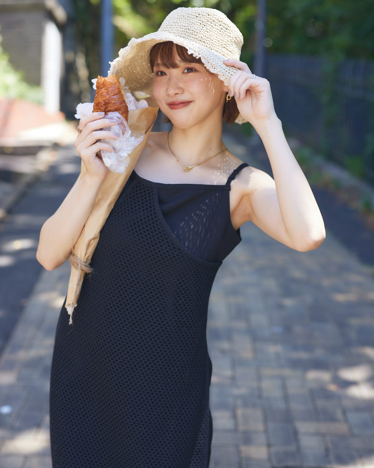 mesh layered cami one-piece