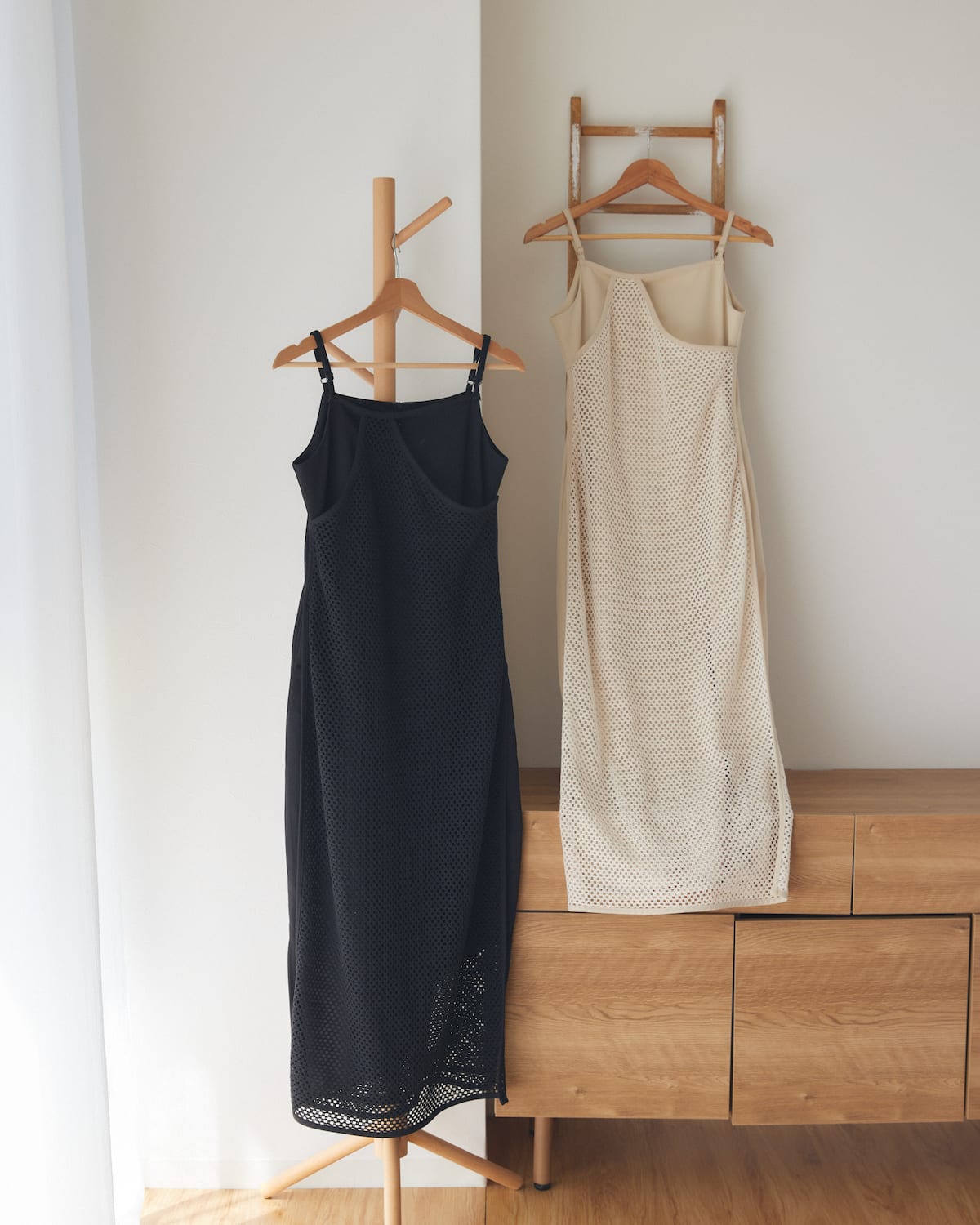 mesh layered cami one-piece