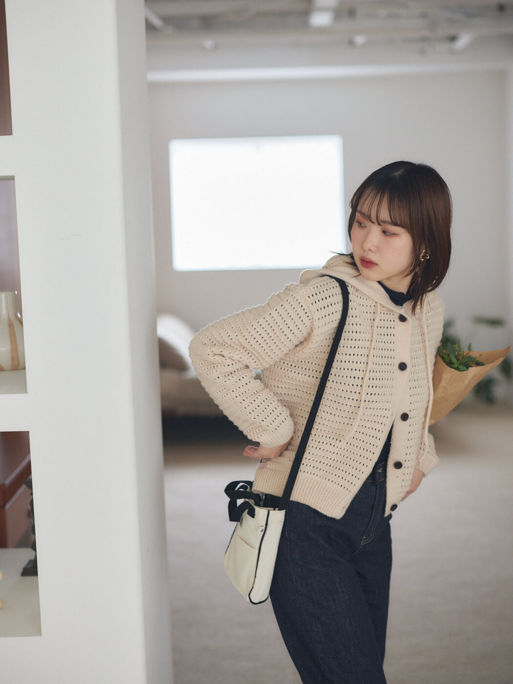 mesh knit food cardigan