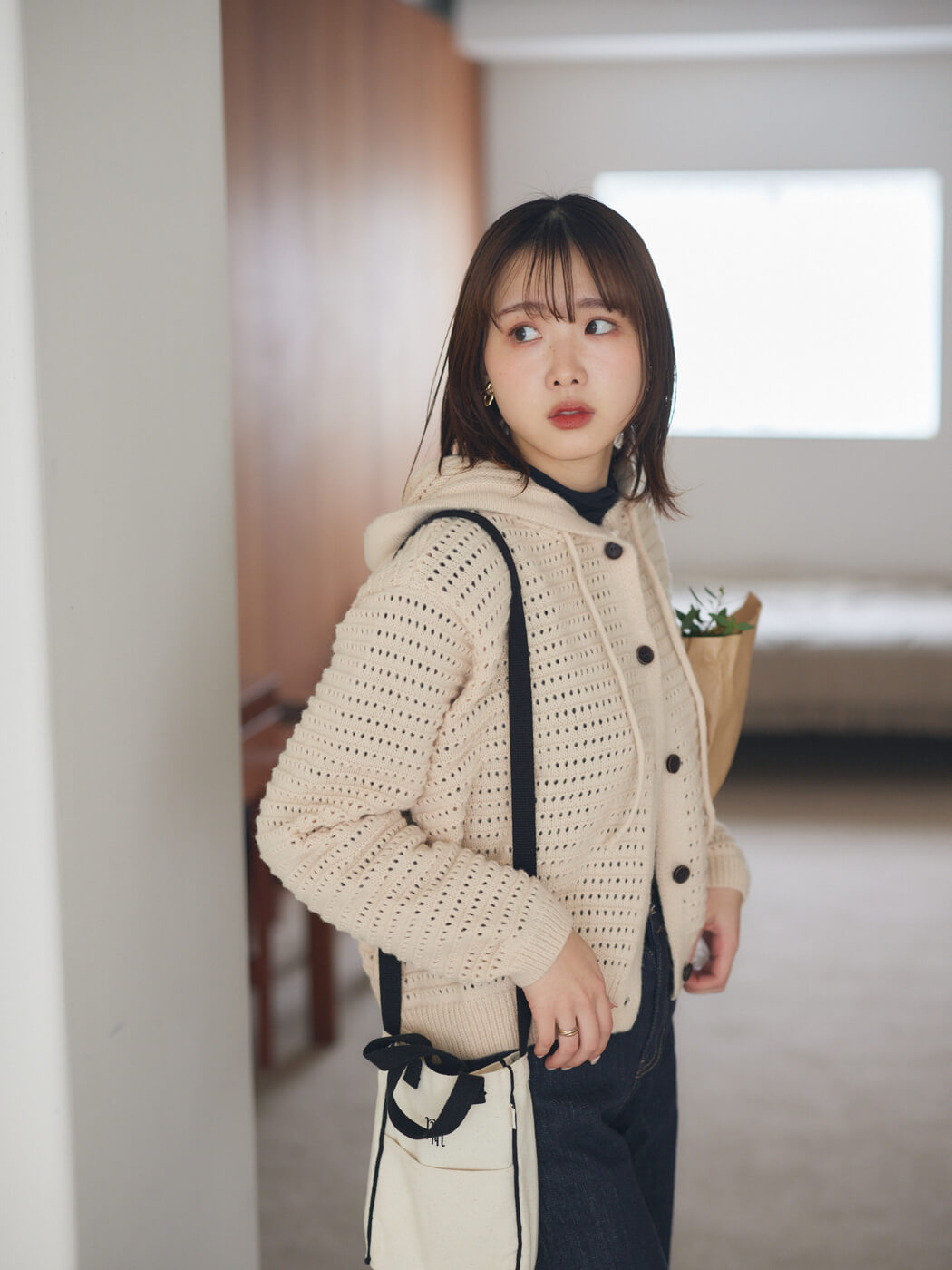 mesh knit food cardigan