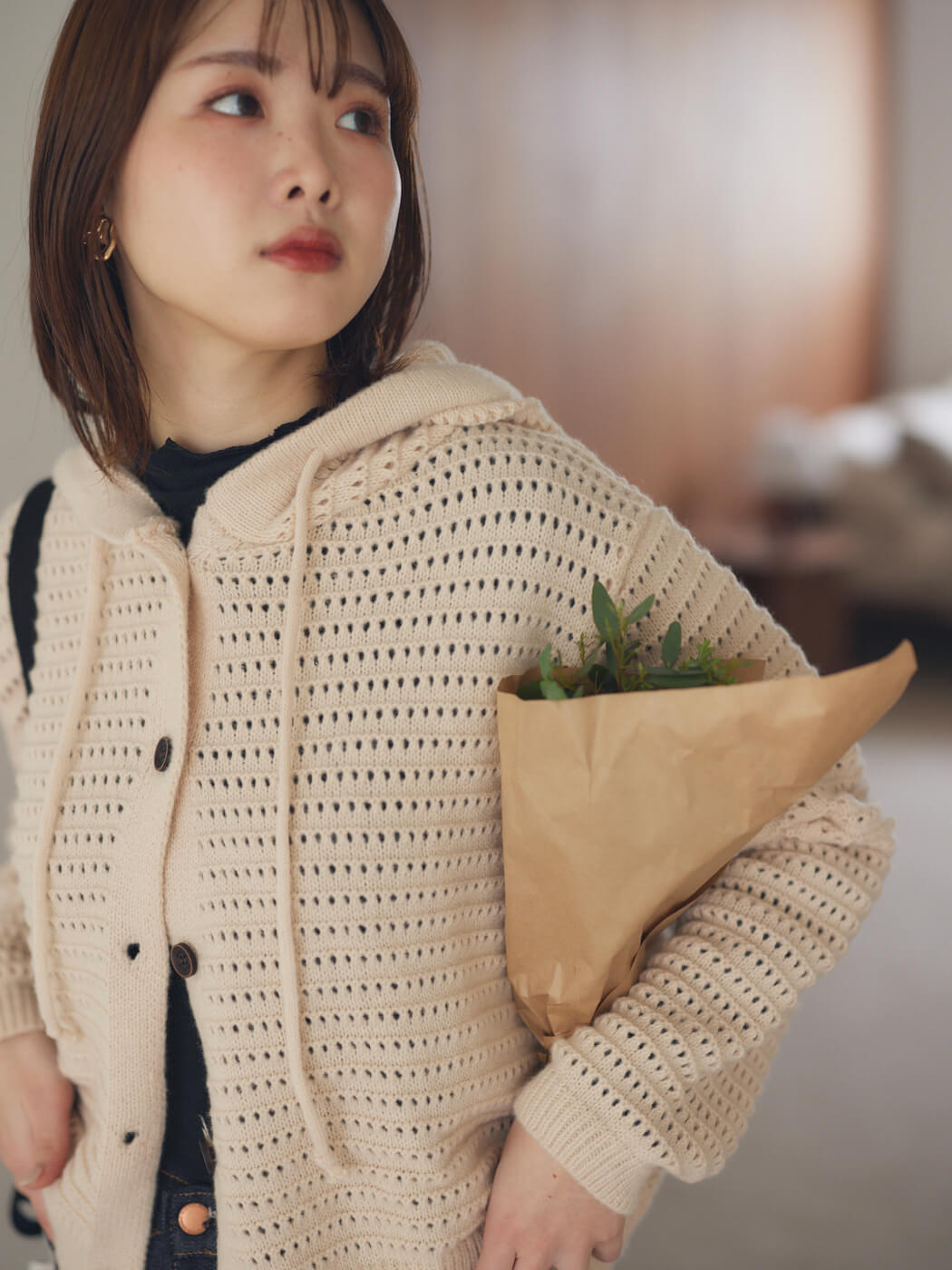 mesh knit food cardigan