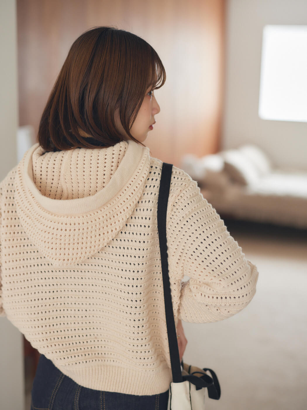 mesh knit food cardigan