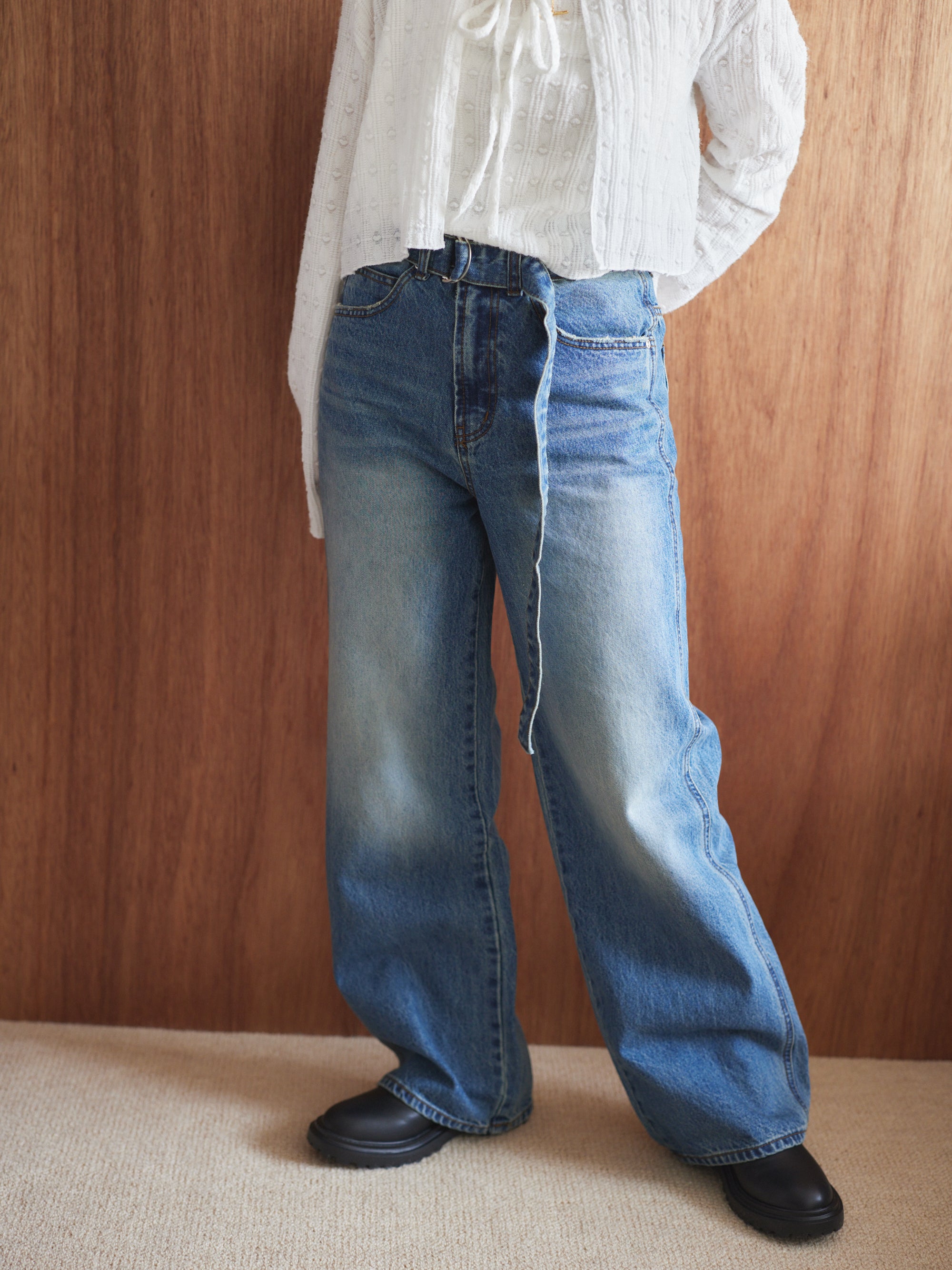 Belt denim pant