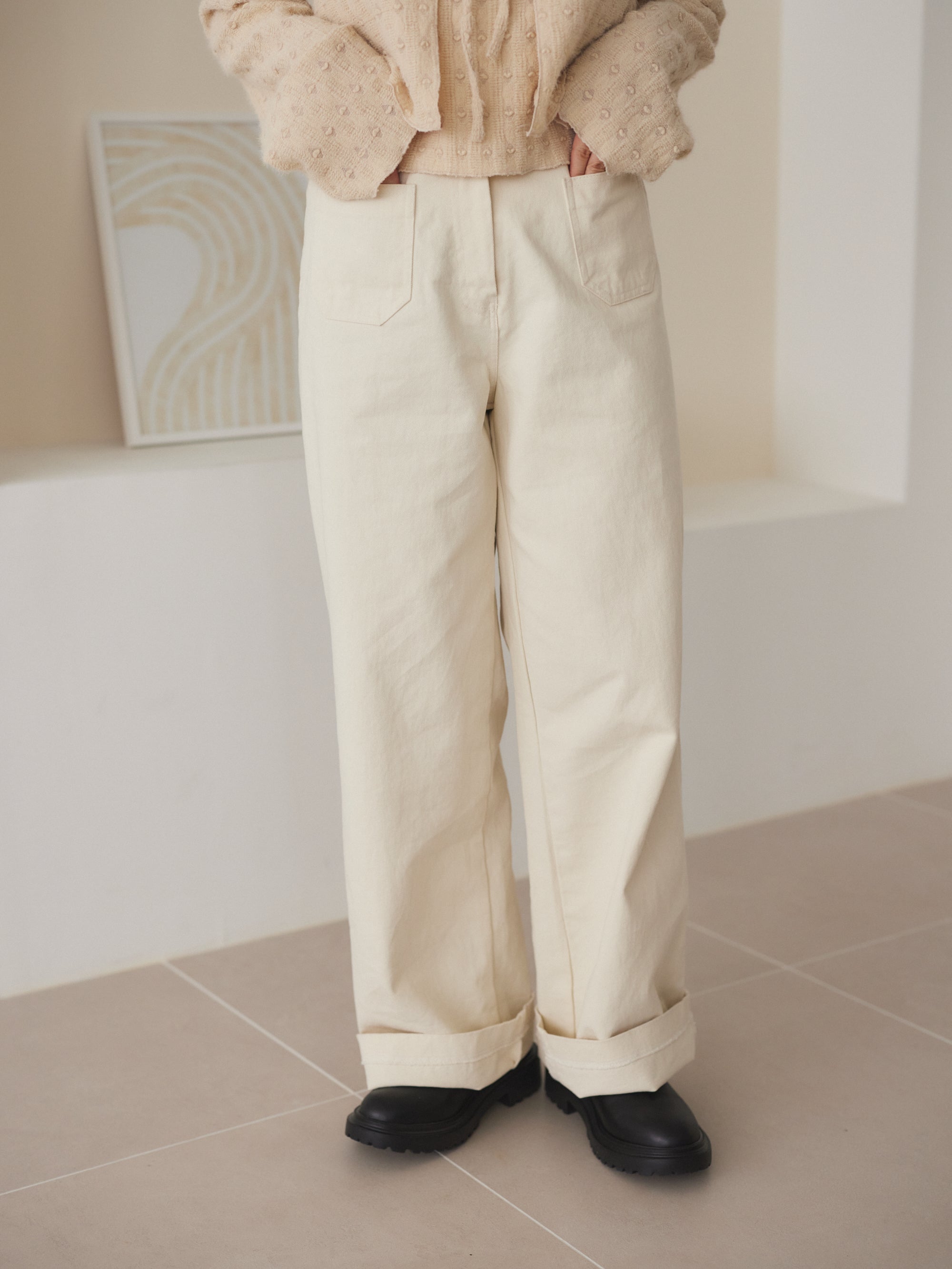 front pocket cotton pants