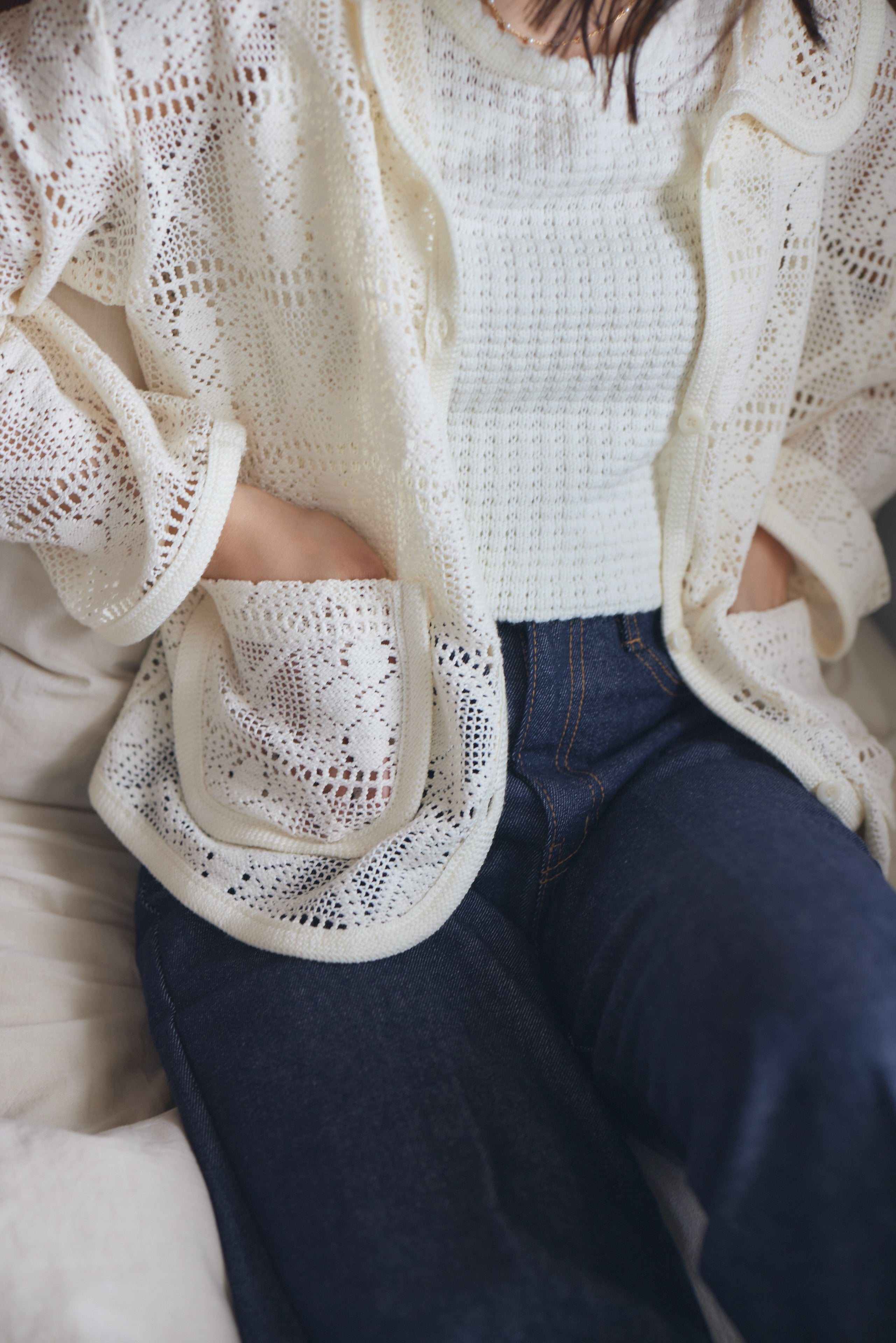 flower cotton cardigan