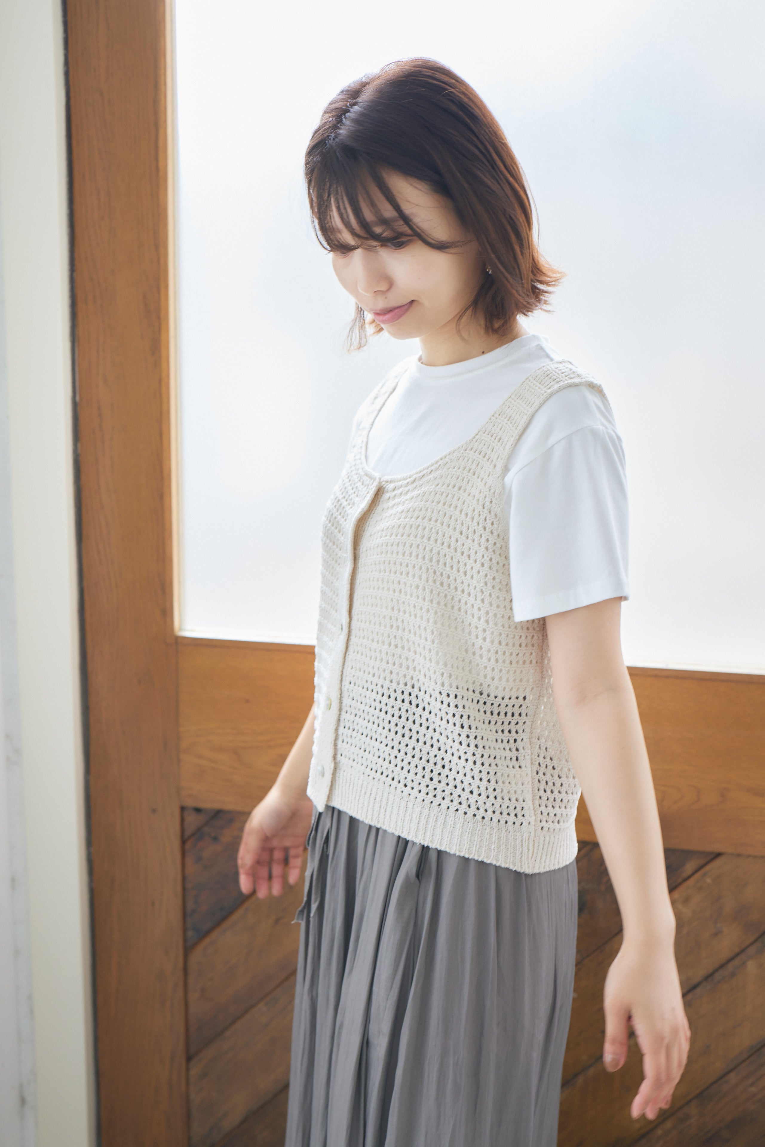 shell button bustier + modal Tshirt