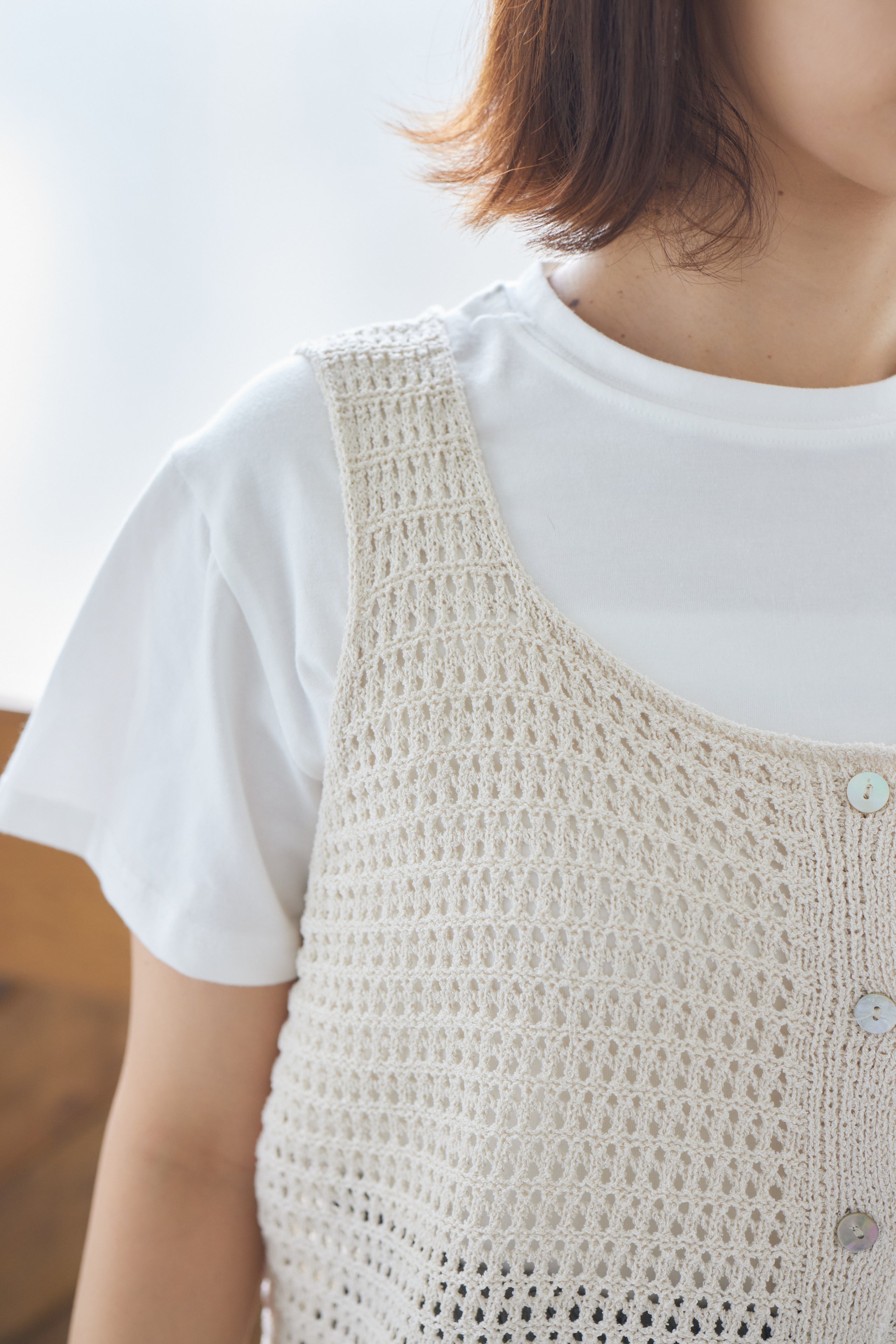 shell button bustier + modal Tshirt