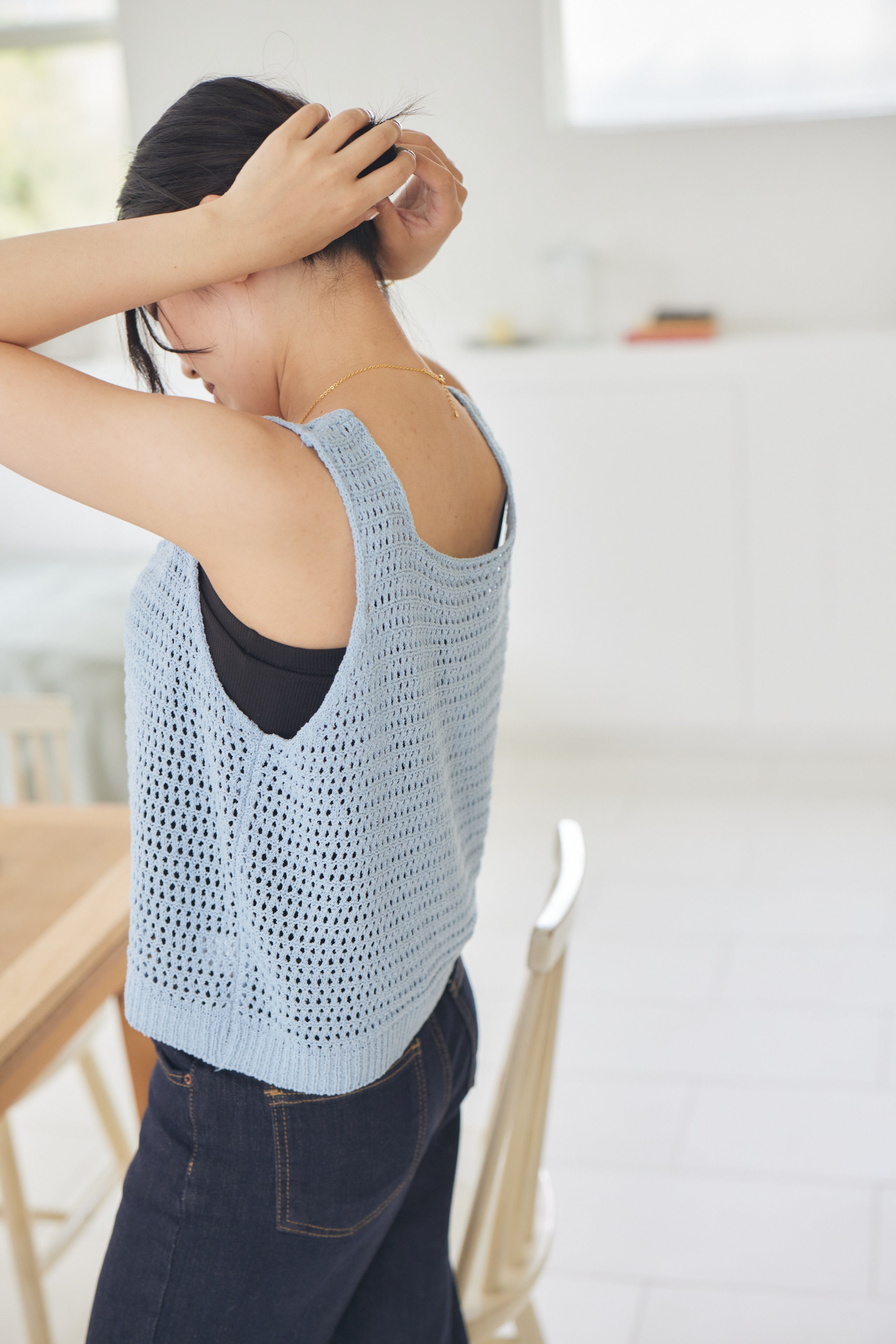 shell button bustier + modal Tshirt