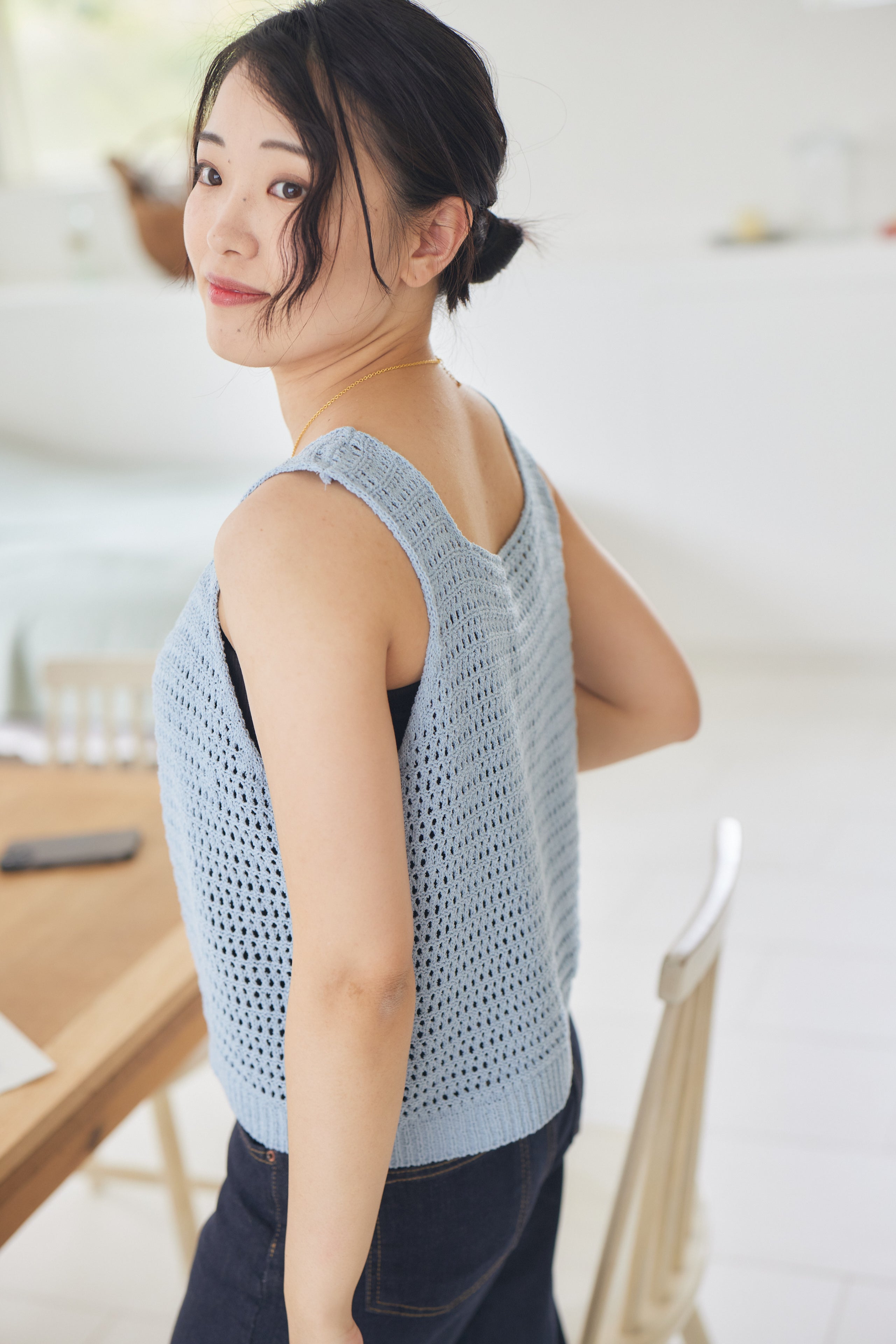 shell button bustier + modal Tshirt