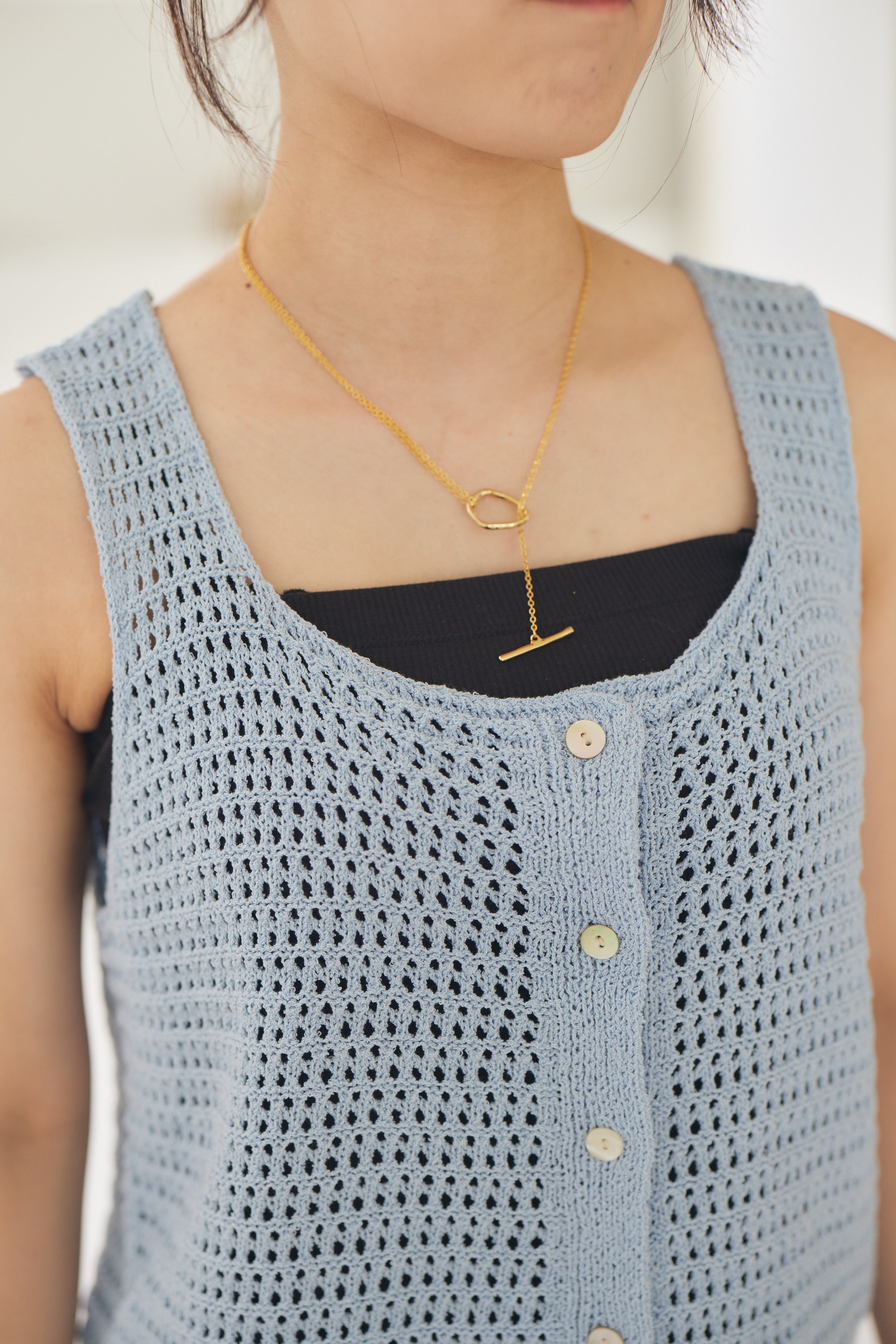 shell button bustier + modal Tshirt