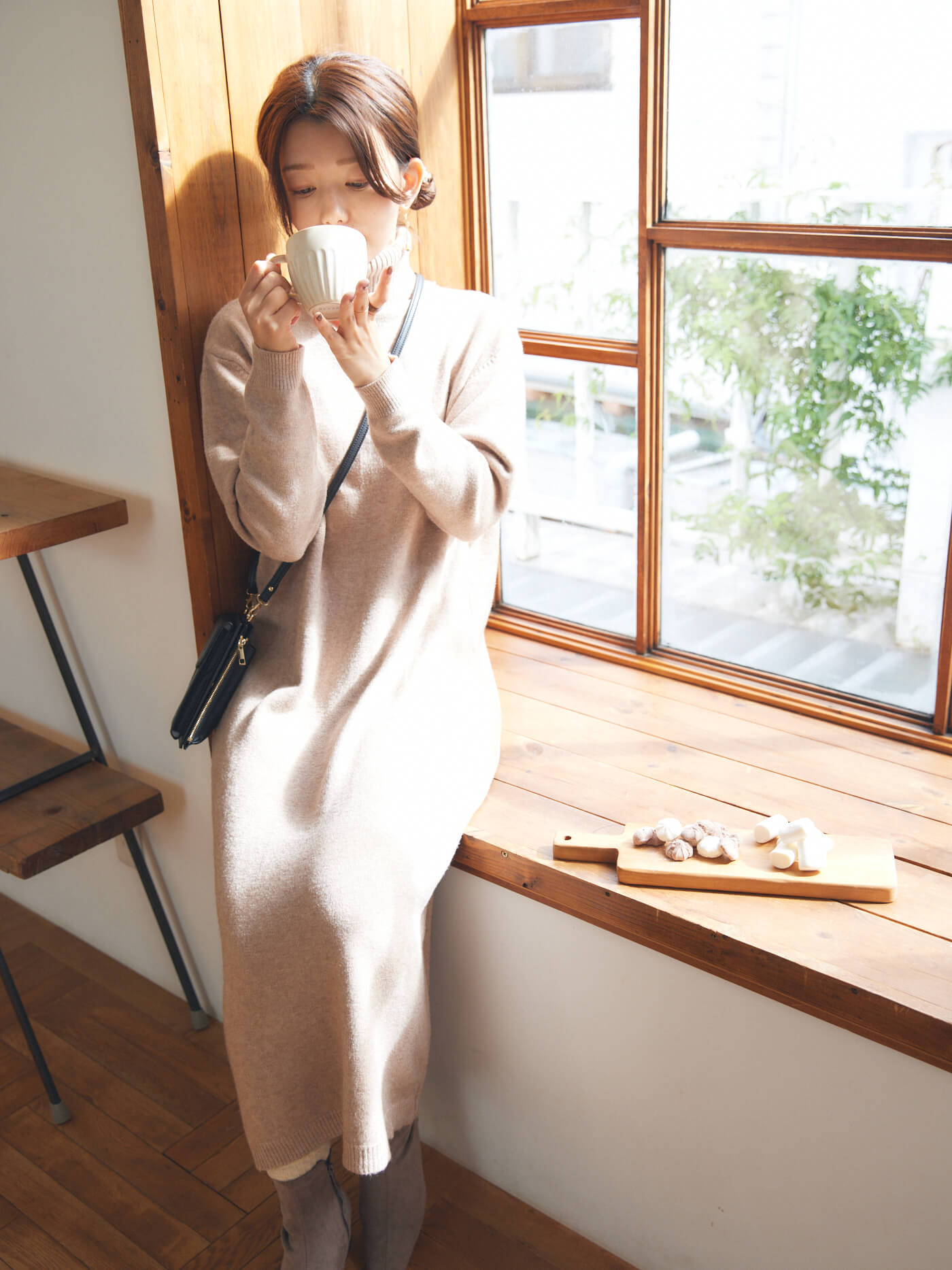 Melty knit one-piece