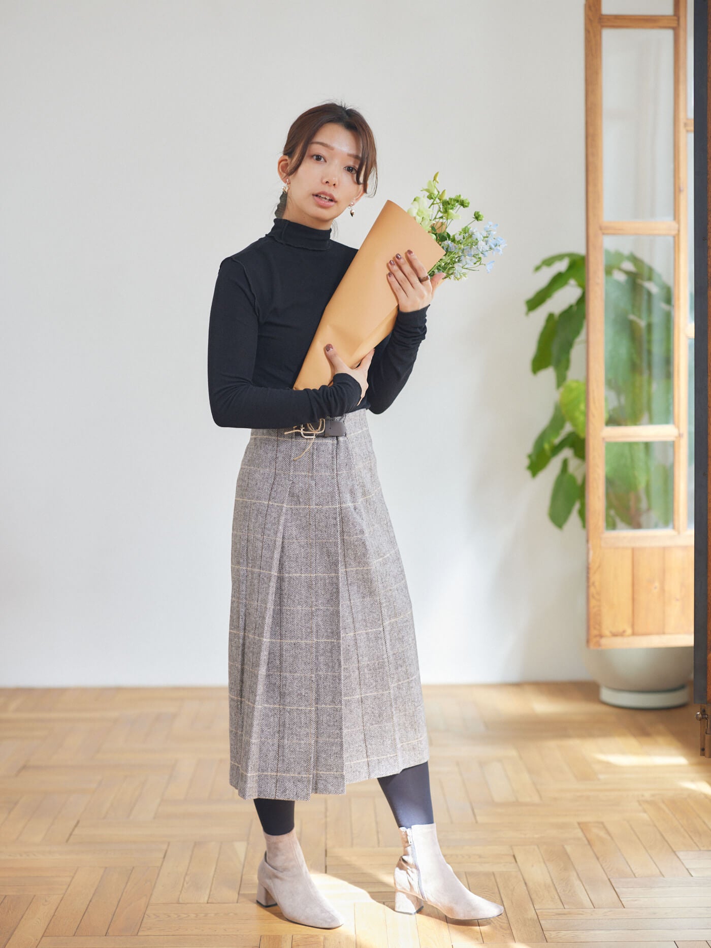 cappuccino check skirt