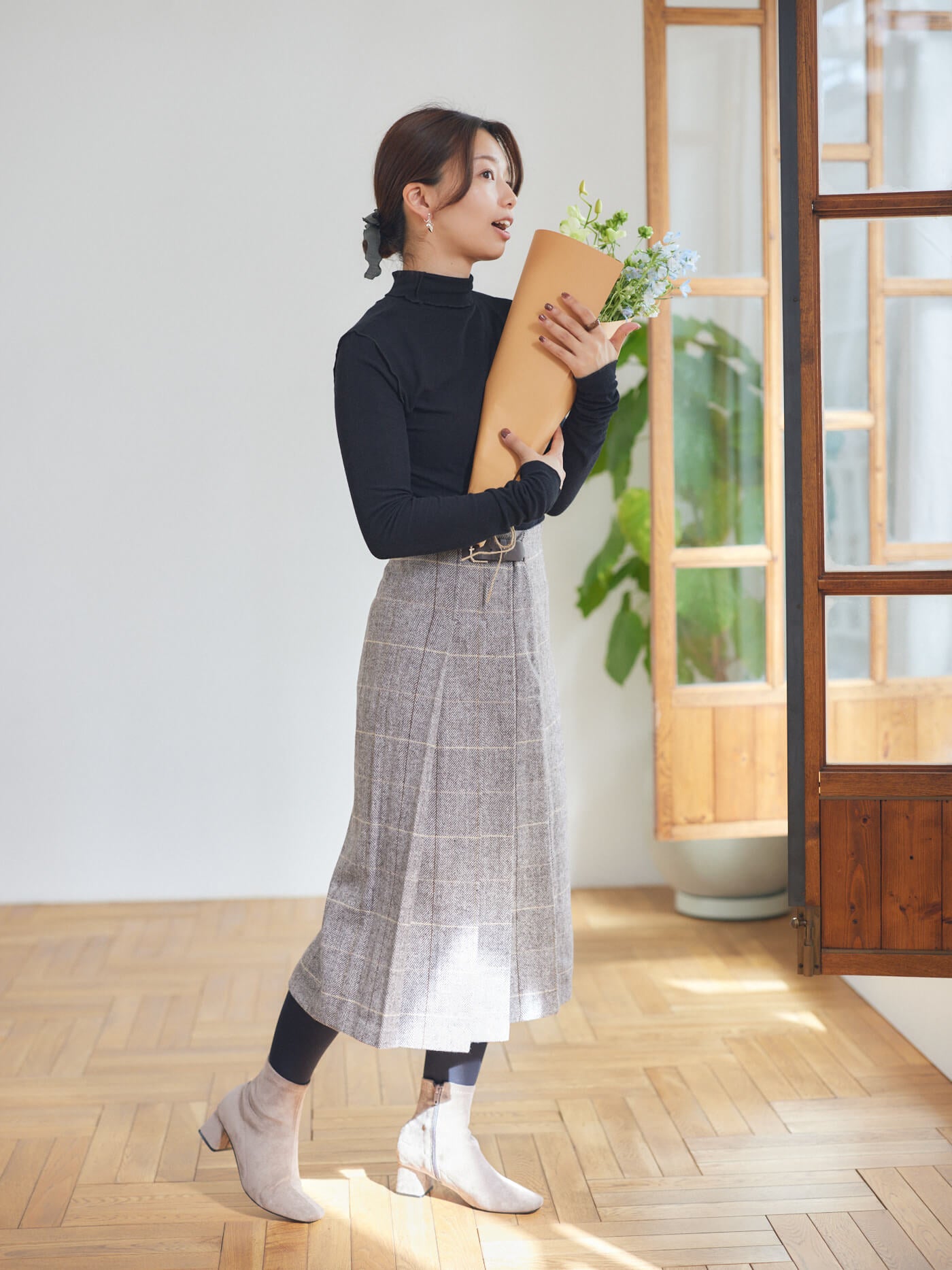 cappuccino check skirt