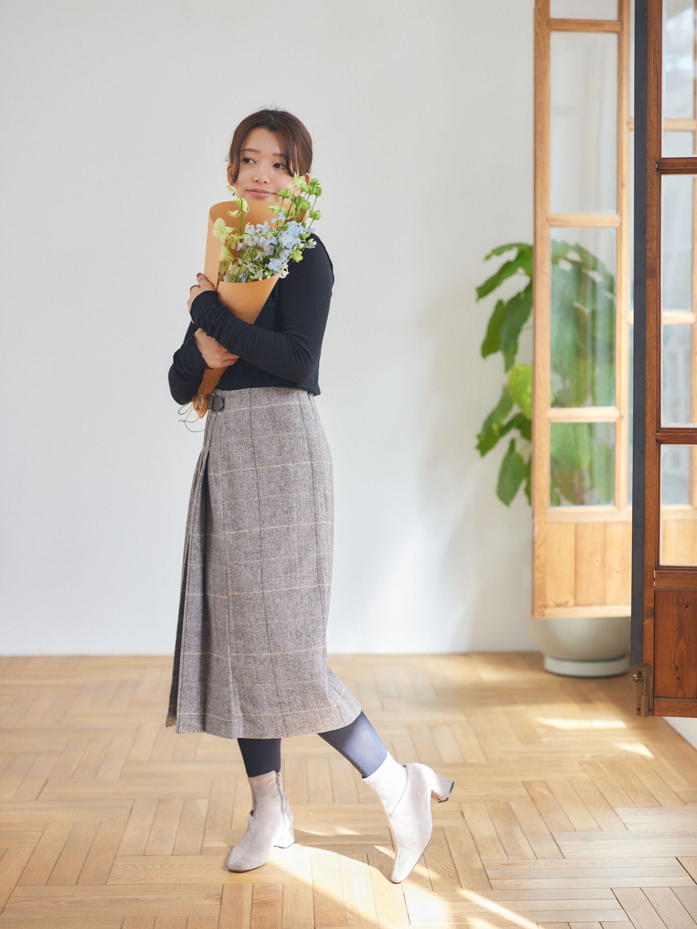 cappuccino check skirt