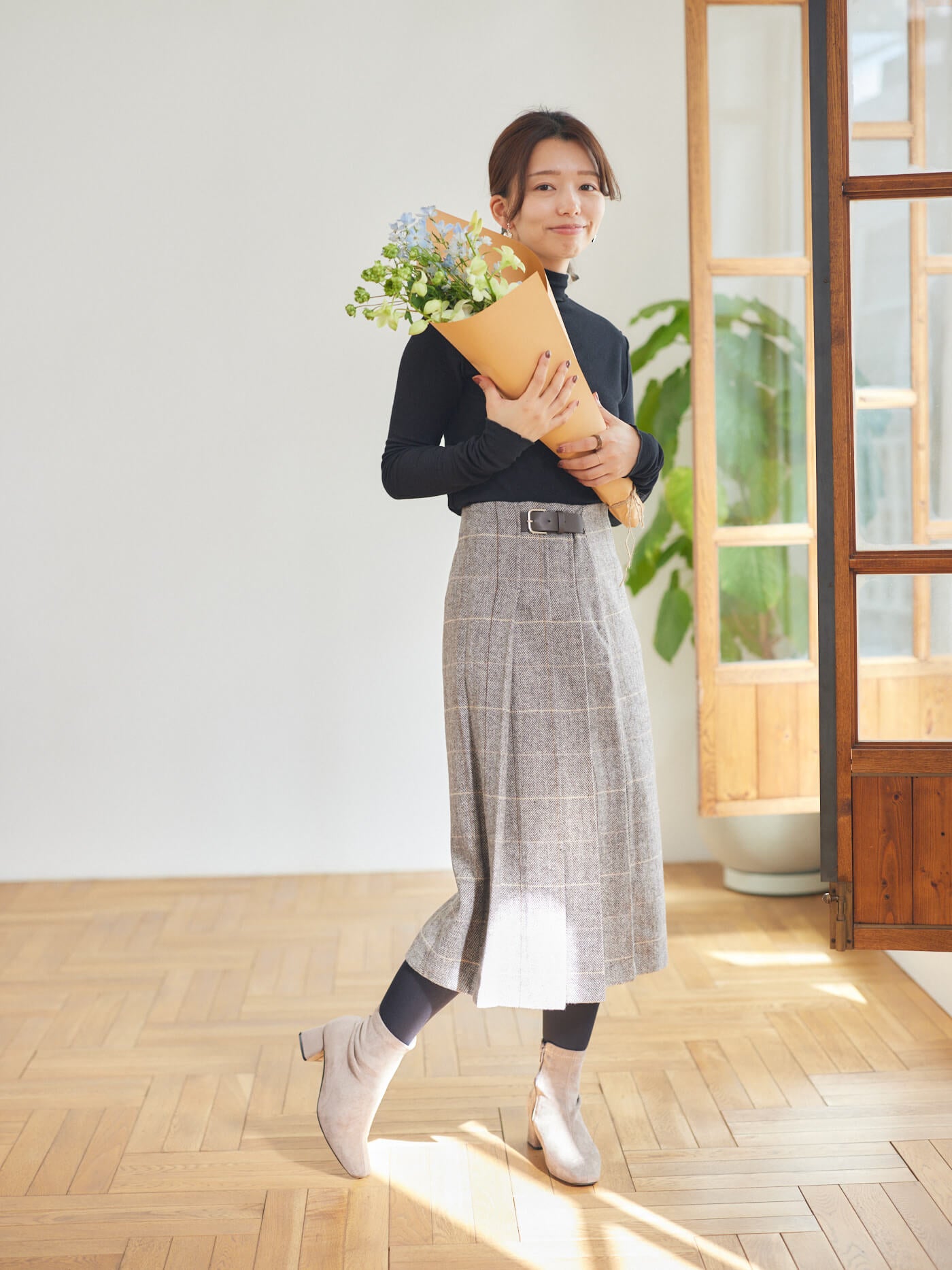 cappuccino check skirt