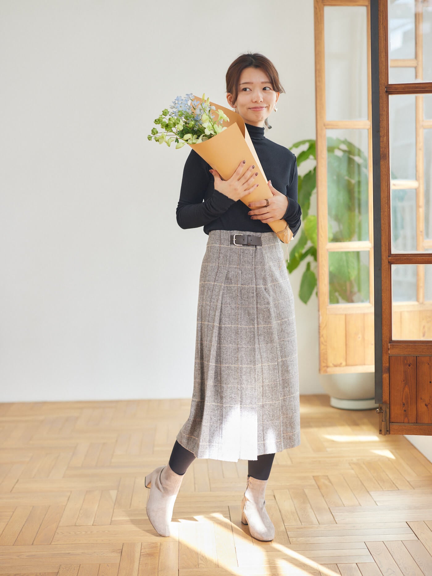 cappuccino check skirt