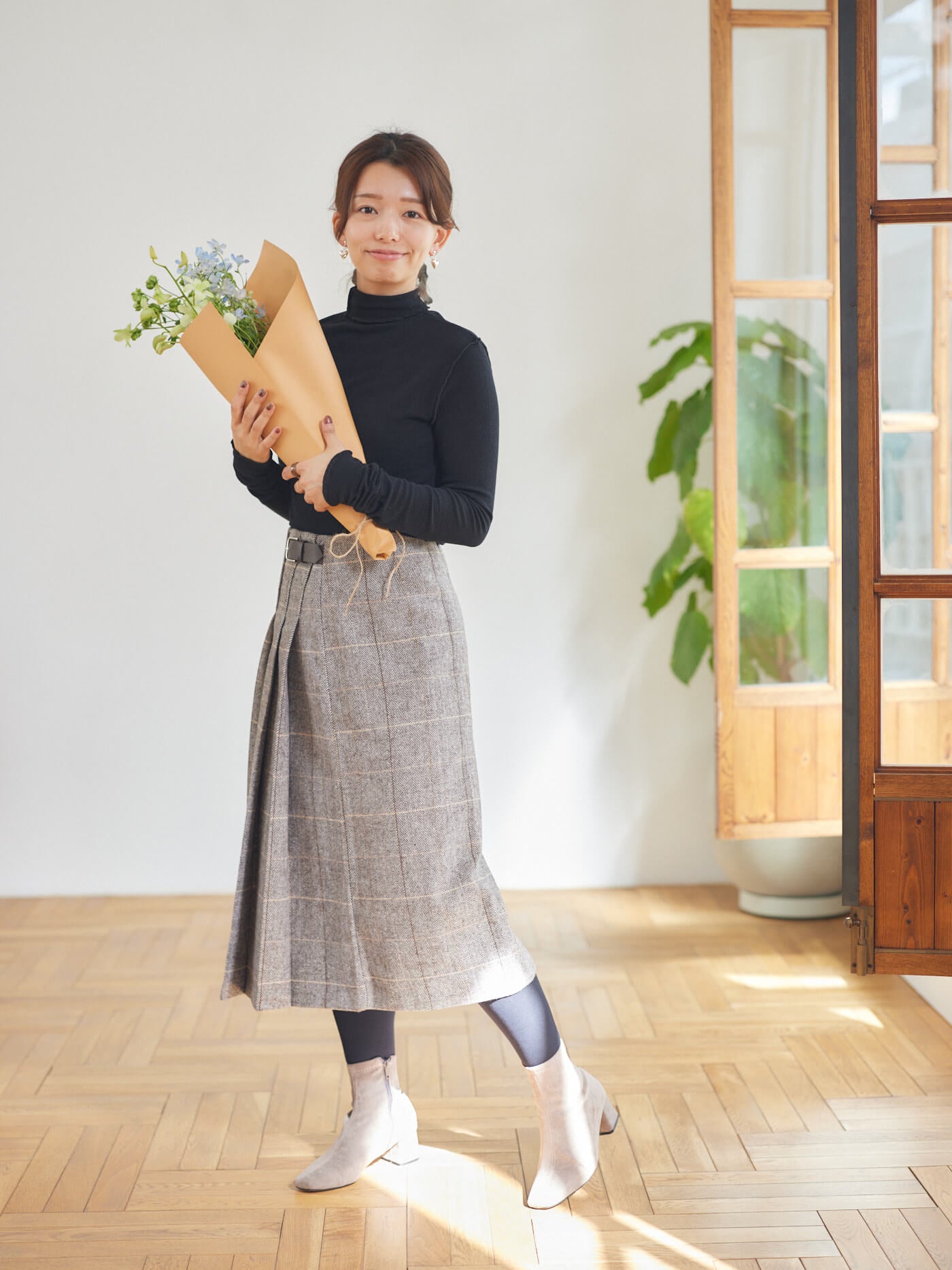 cappuccino check skirt