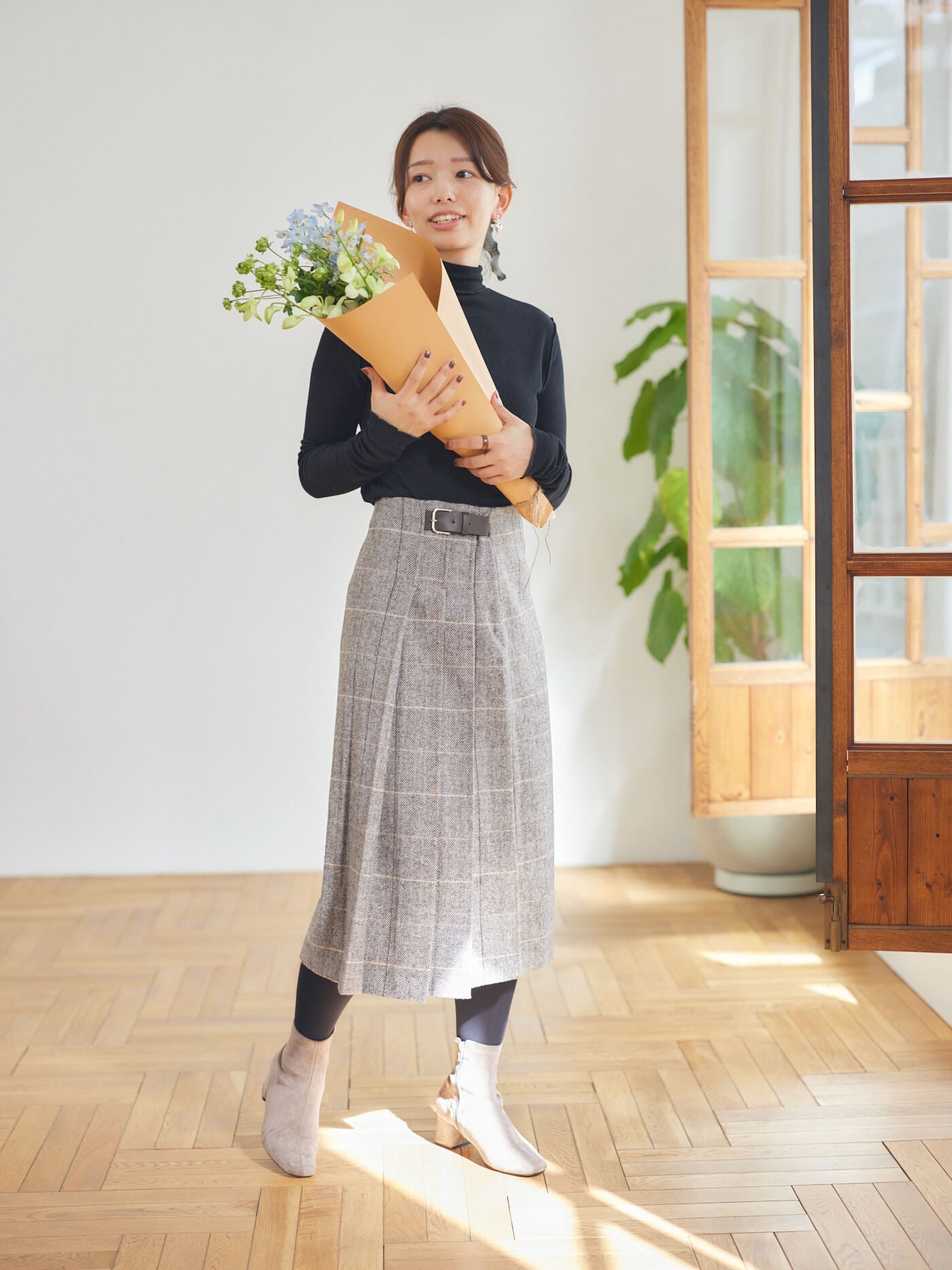 cappuccino check skirt