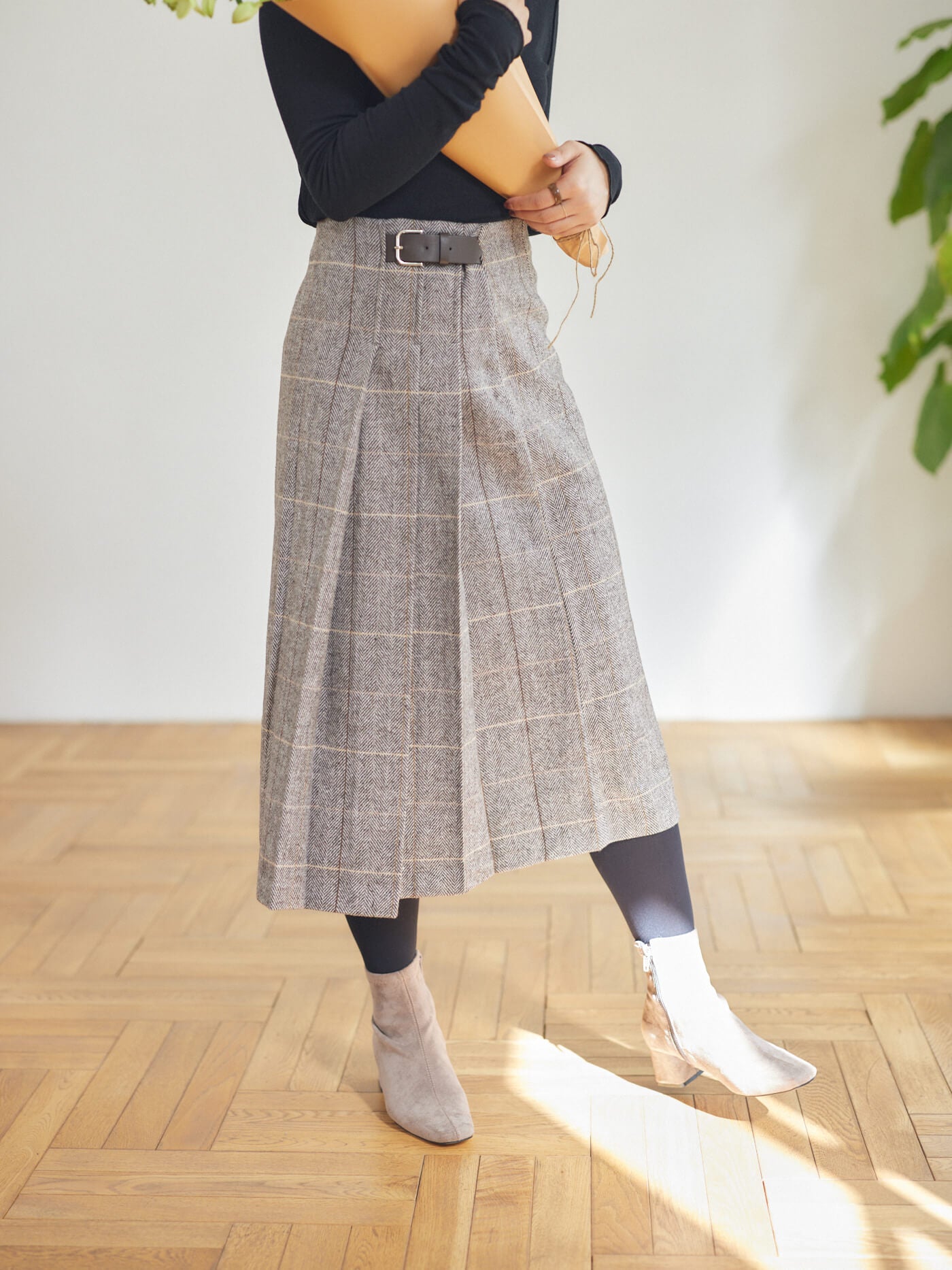 cappuccino check skirt