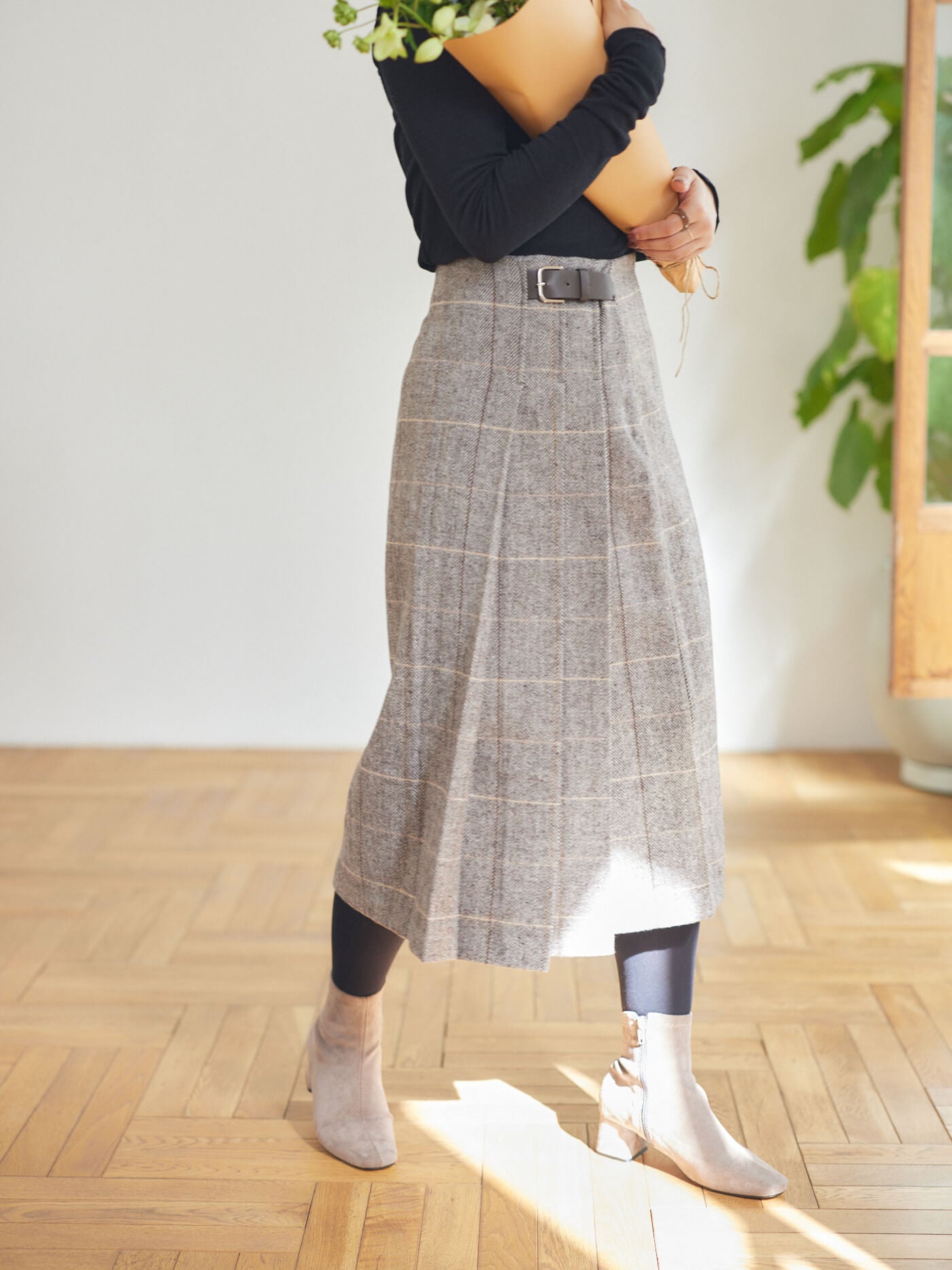cappuccino check skirt