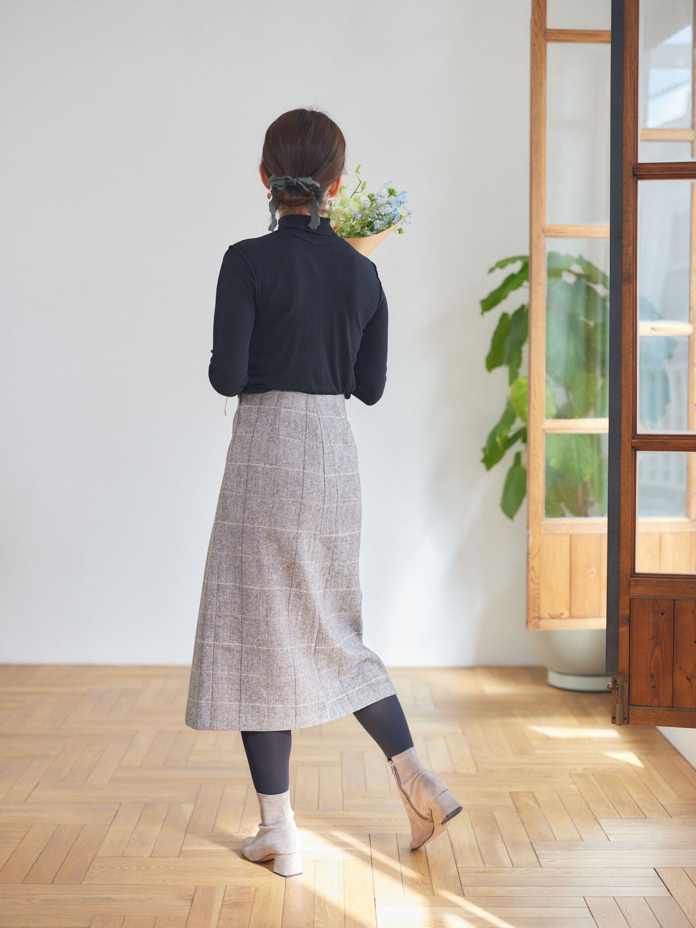 cappuccino check skirt