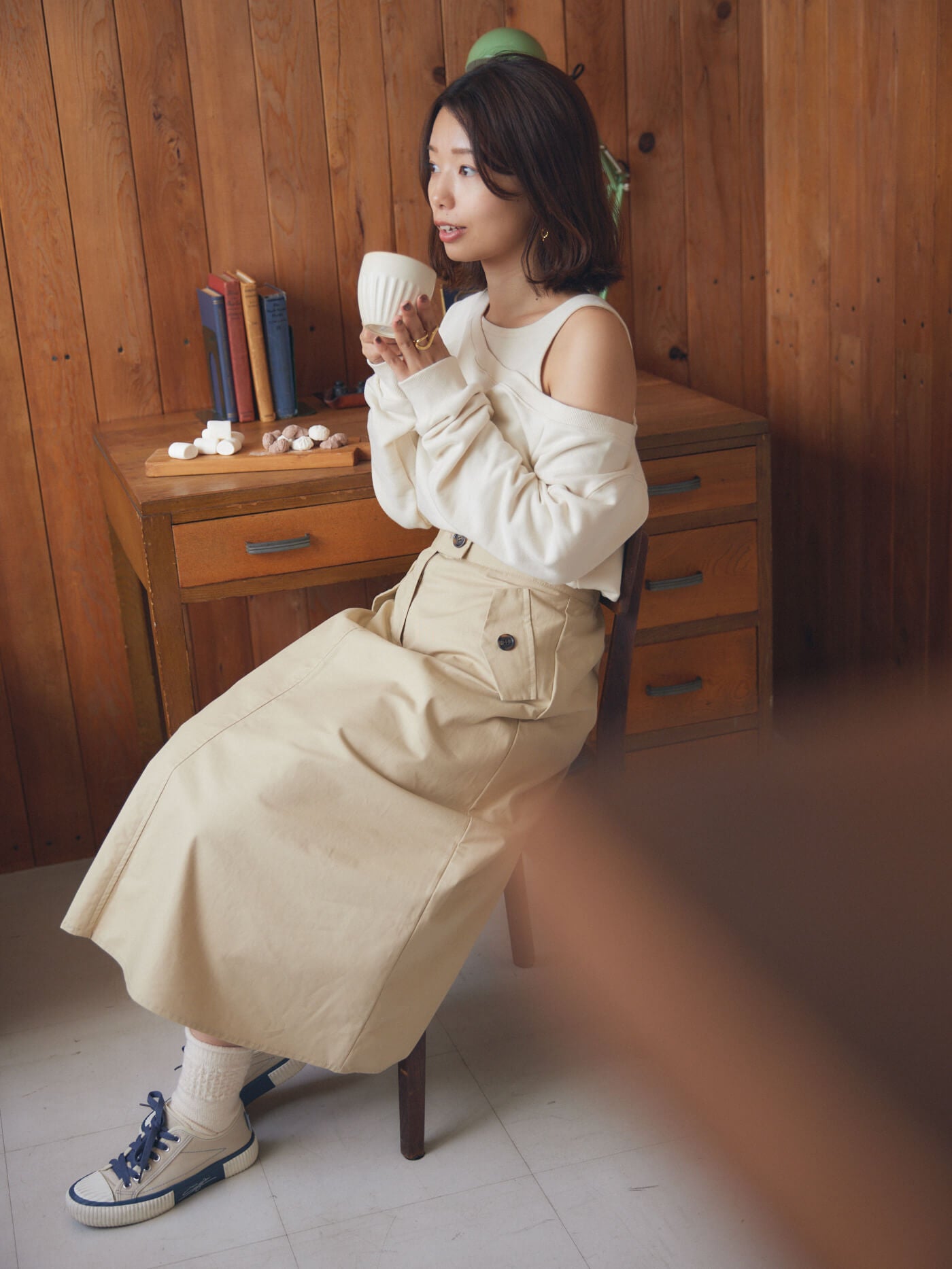 trench flare skirt