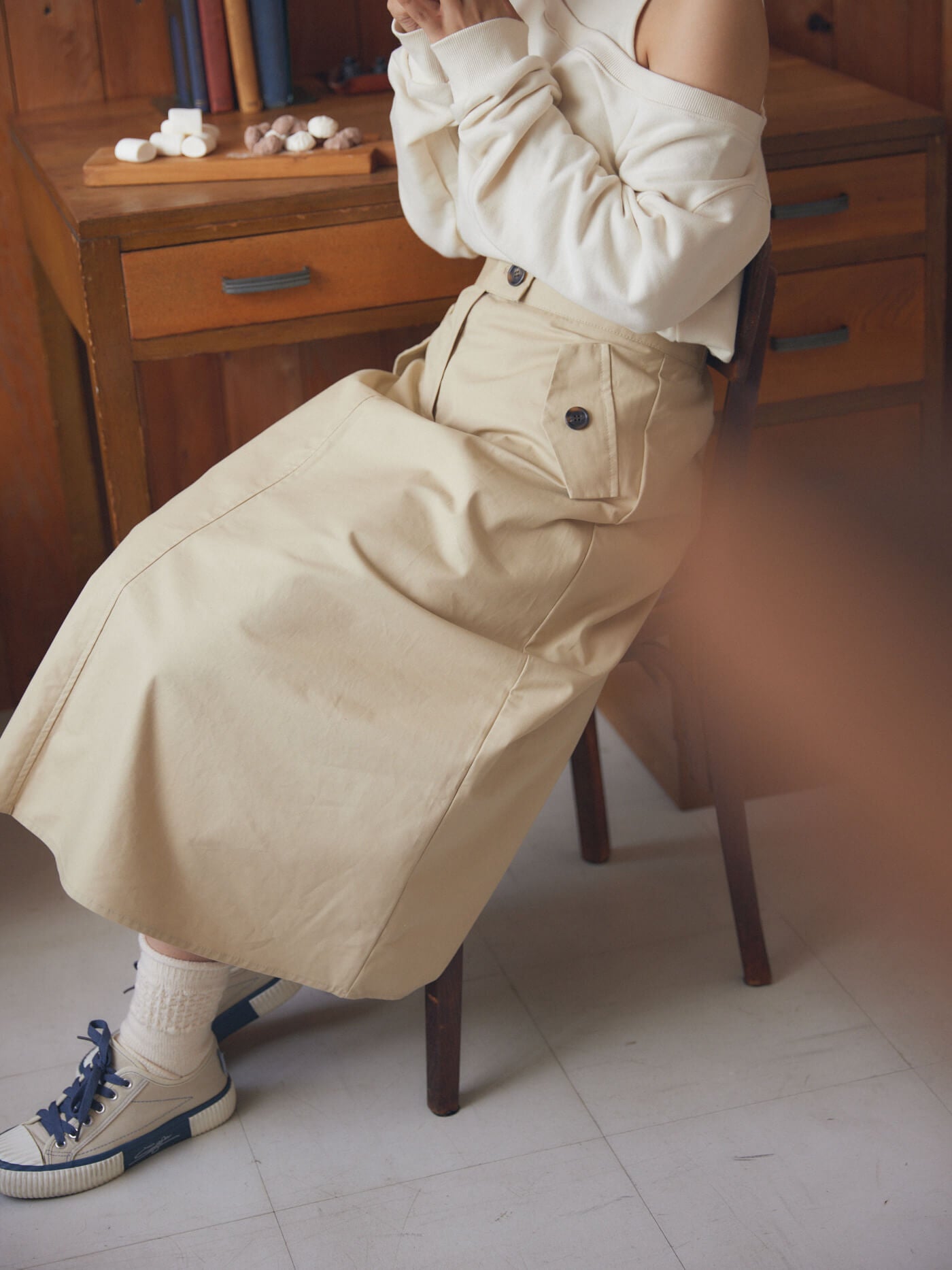trench flare skirt
