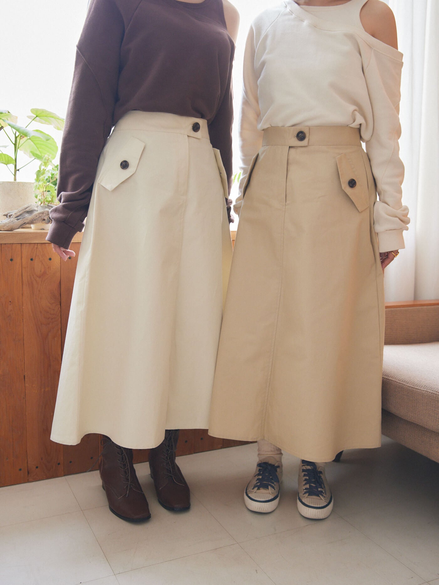 trench flare skirt