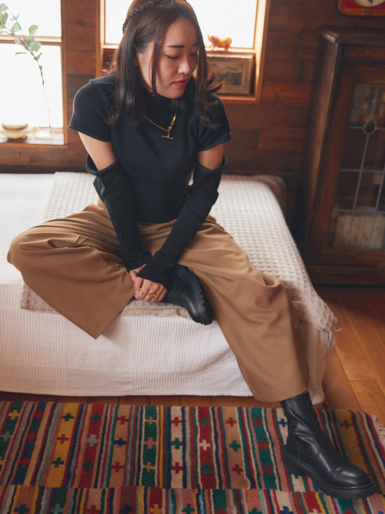 2way sleeve bottun tops