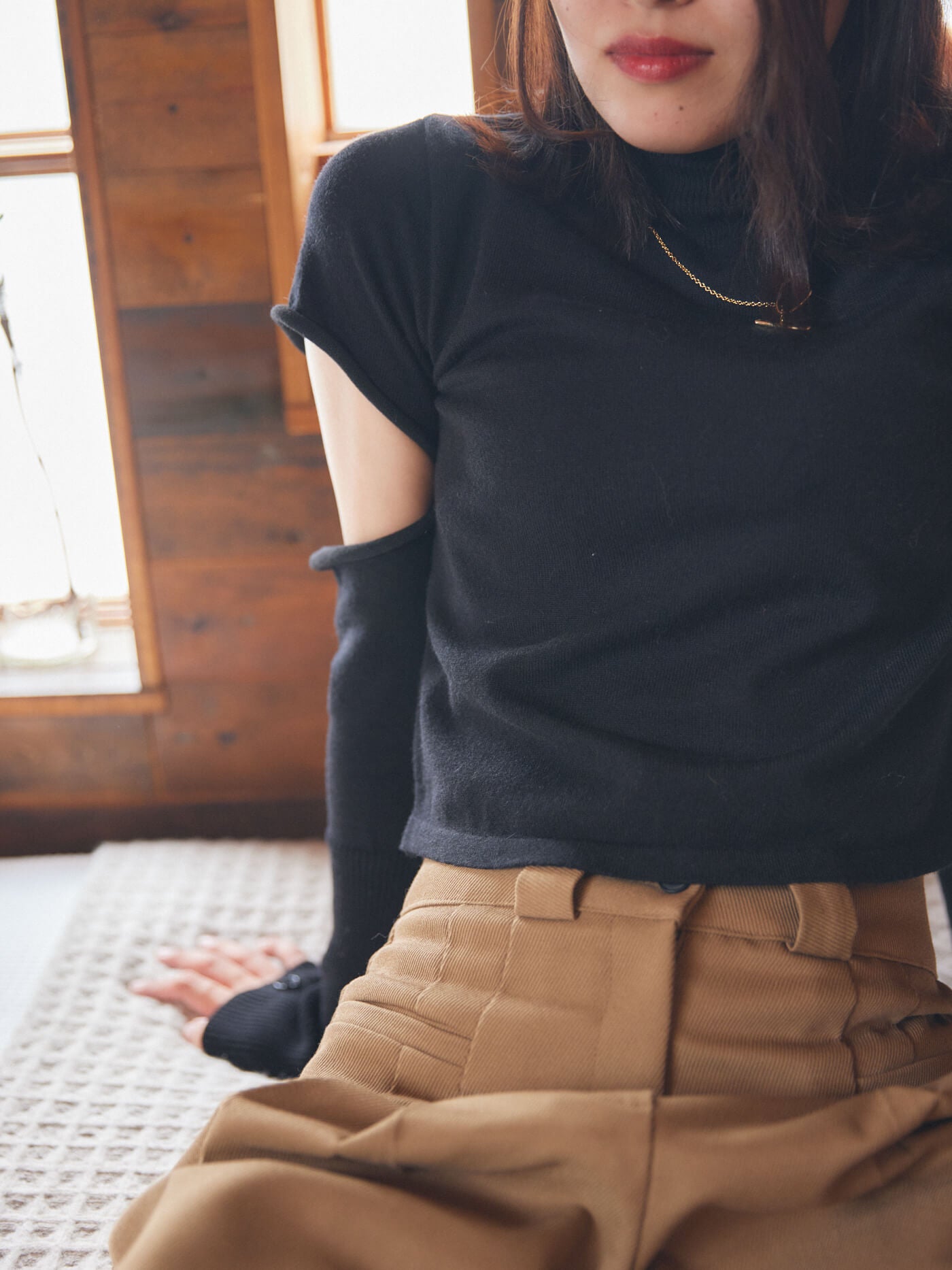 2way sleeve bottun tops