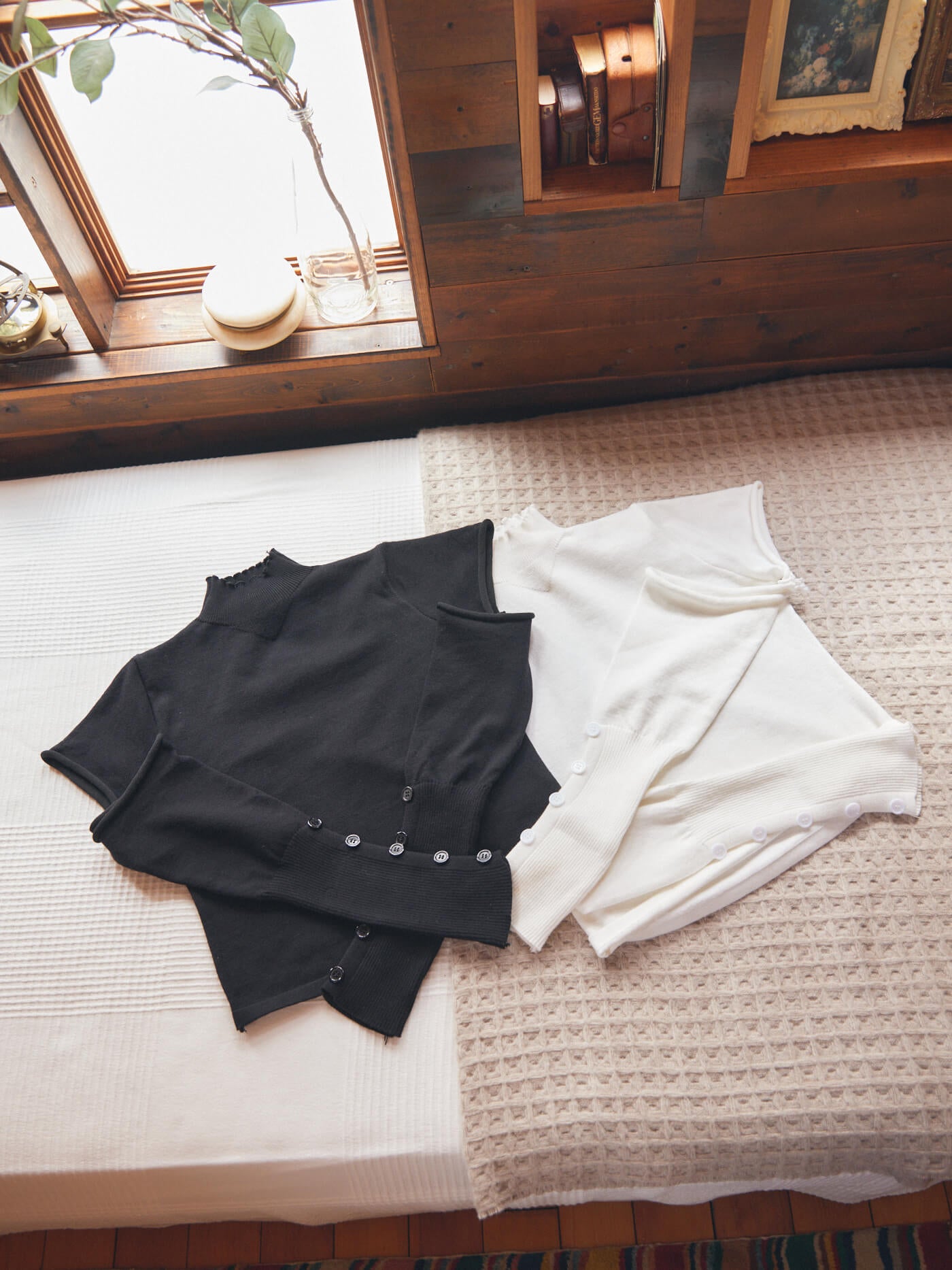 2way sleeve bottun tops