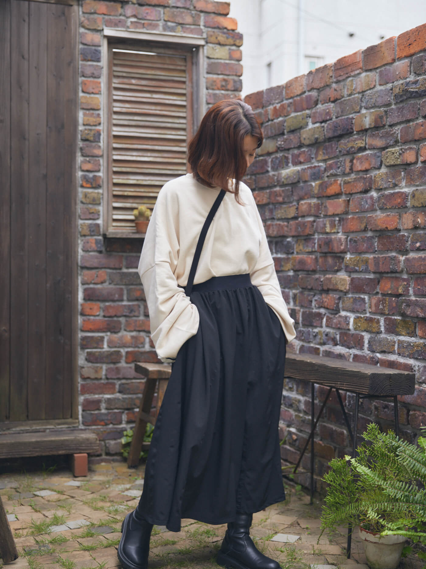 stretch wide skirt