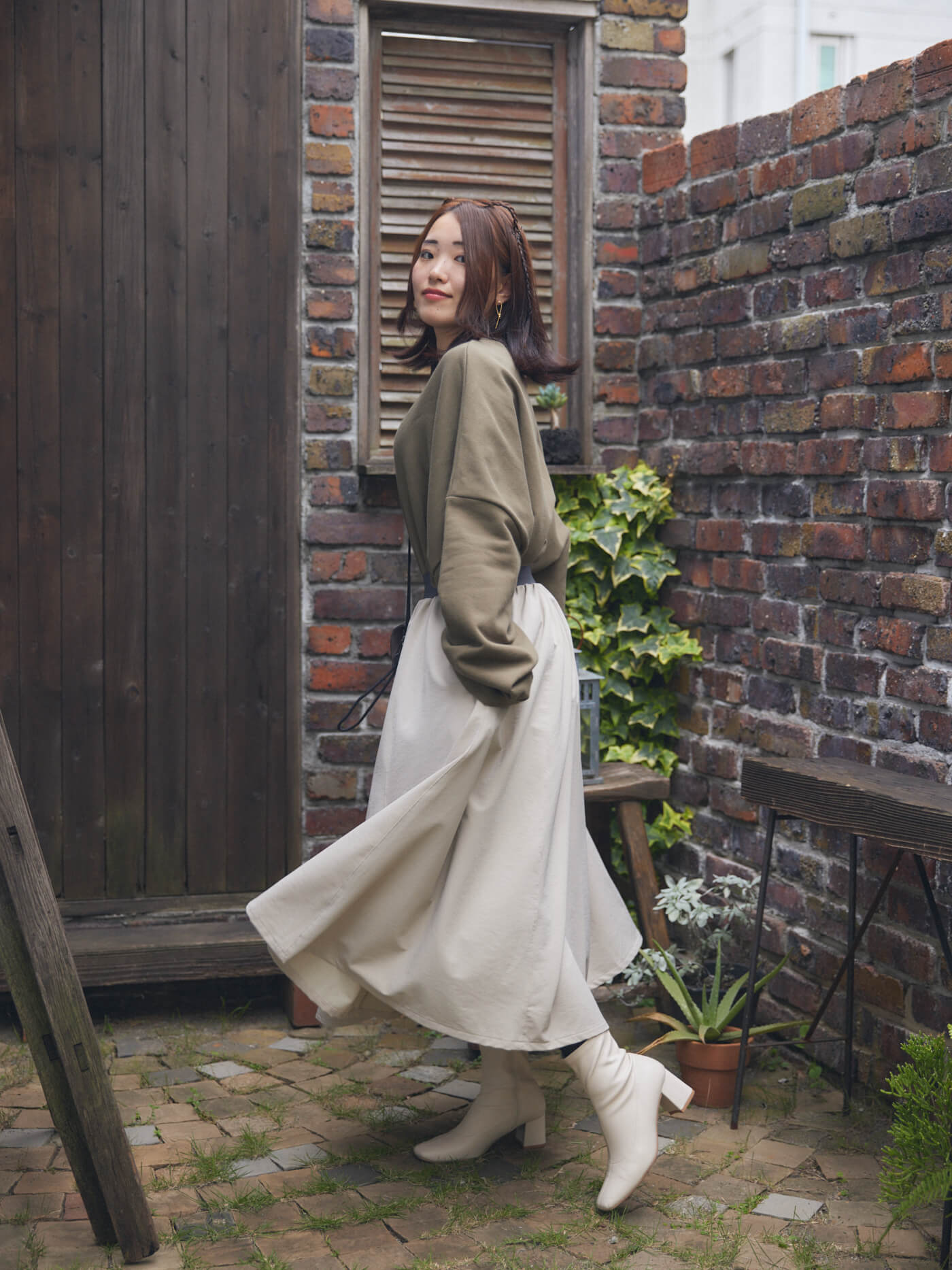 stretch wide skirt