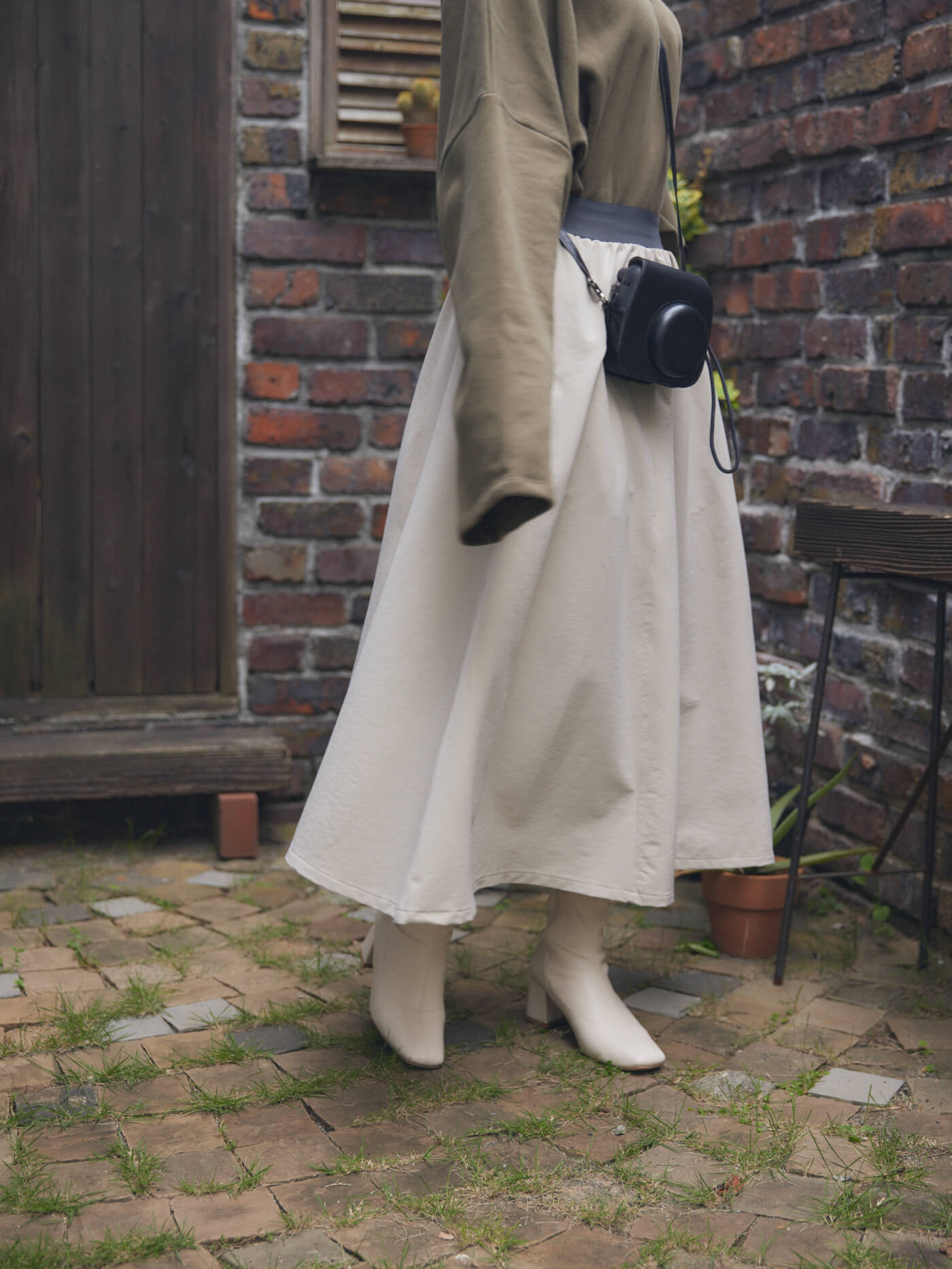 stretch wide skirt