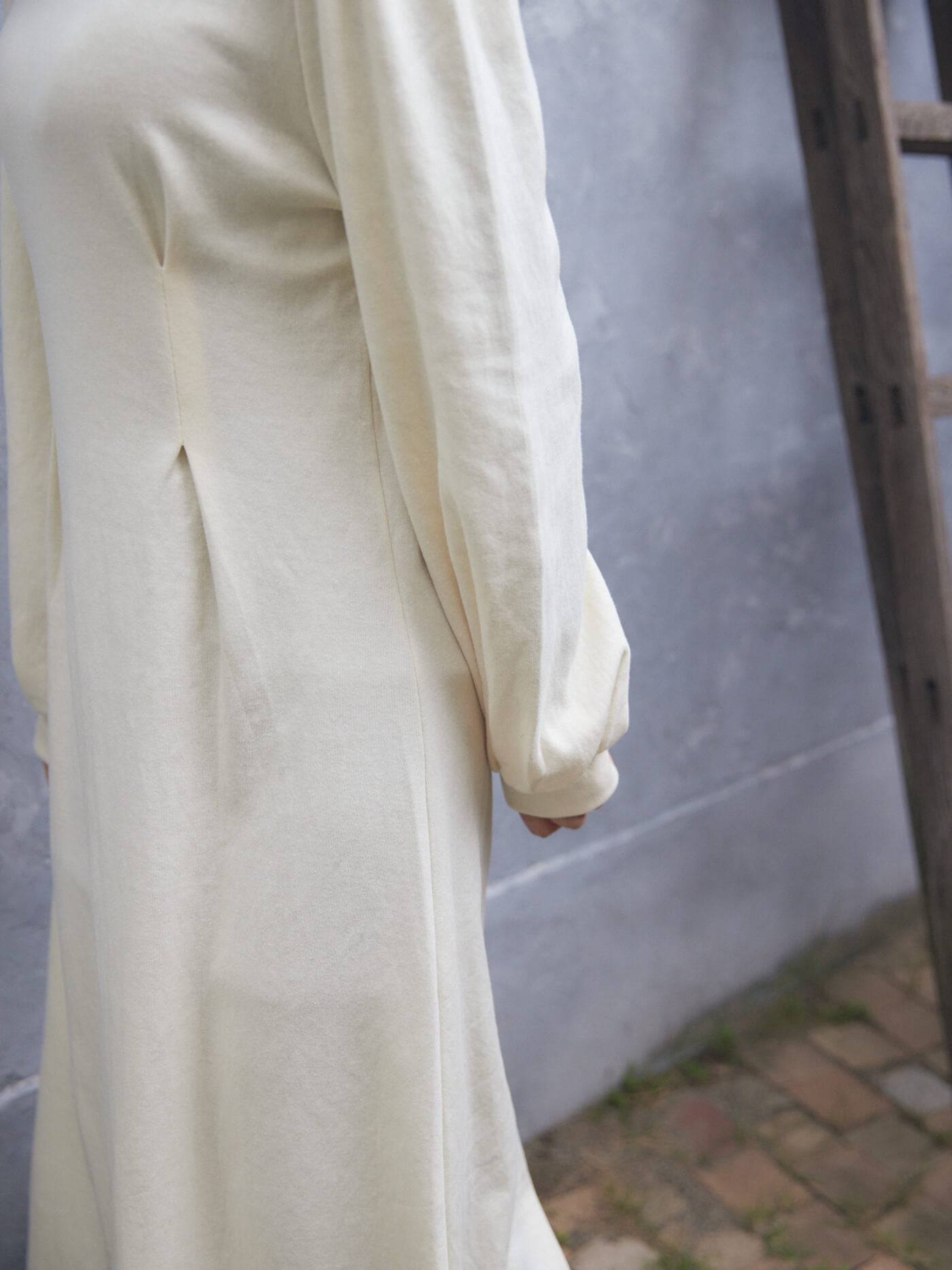 pin tuck hood long one-piece