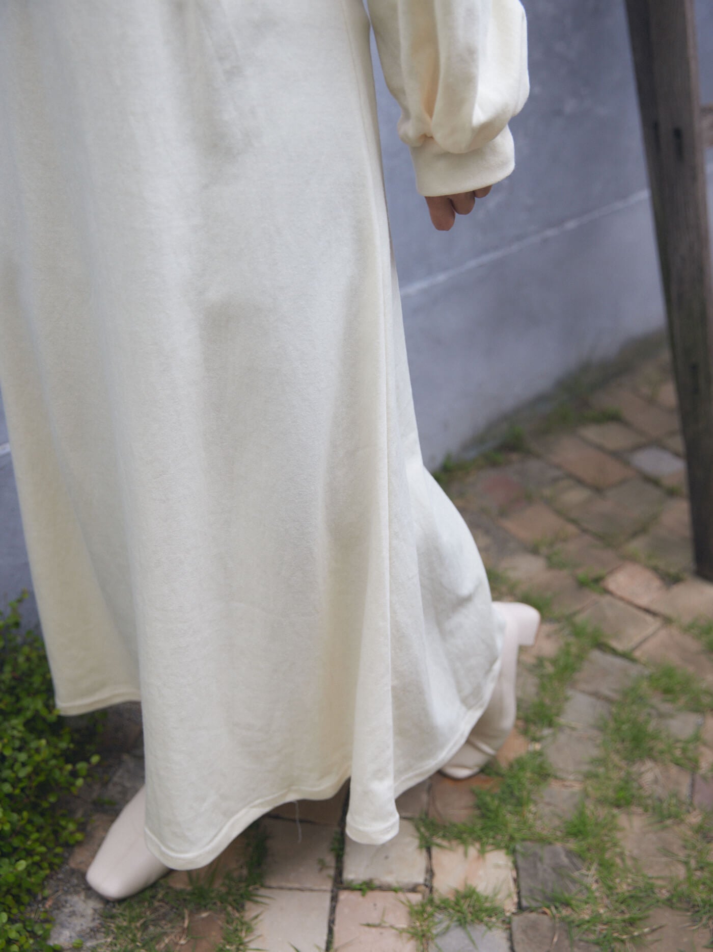 pin tuck hood long one-piece