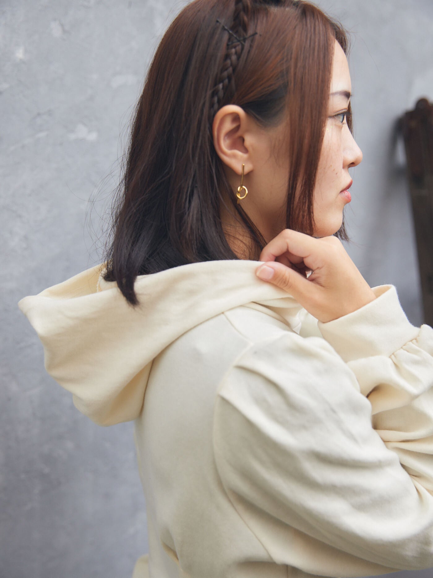 pin tuck hood long one-piece