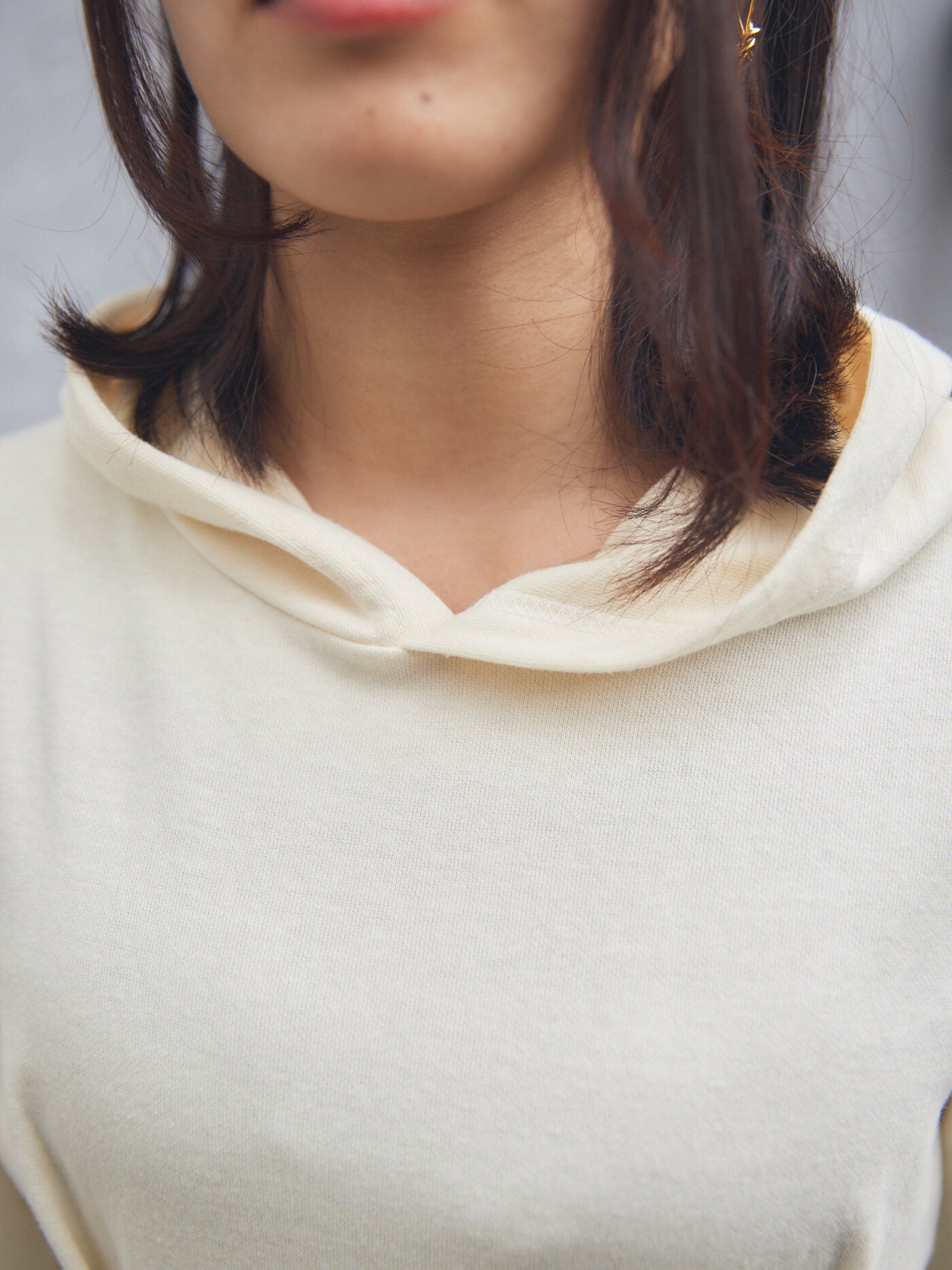 pin tuck hood long one-piece