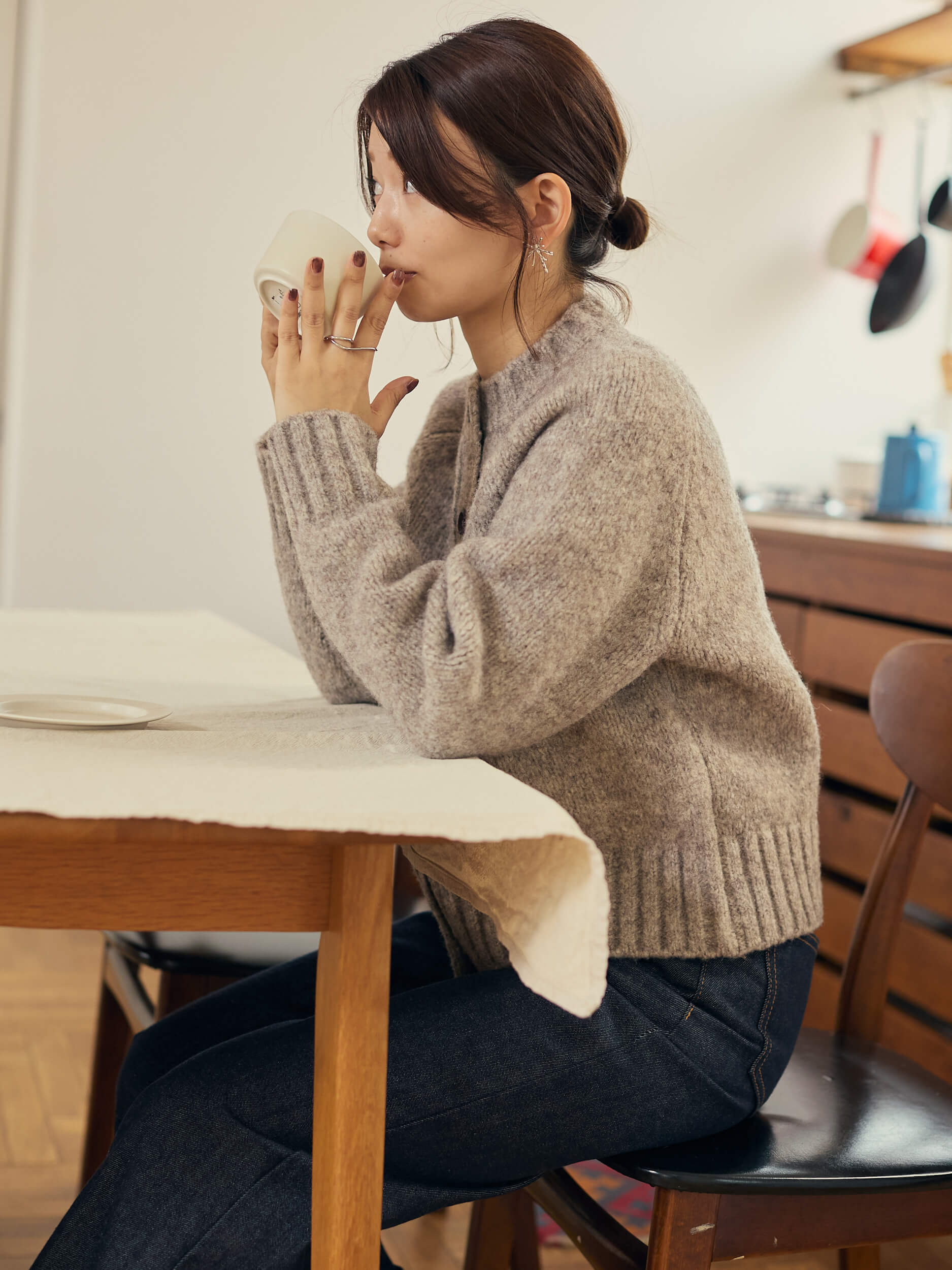mixture knit cardigan