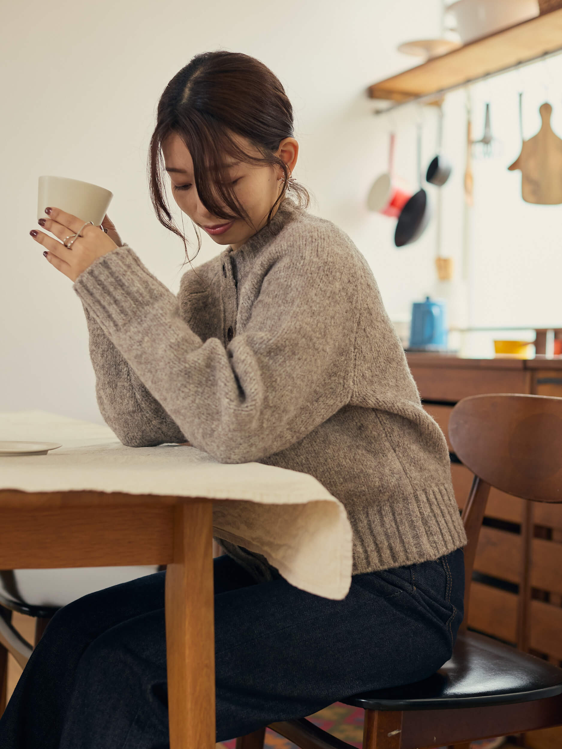 mixture knit cardigan