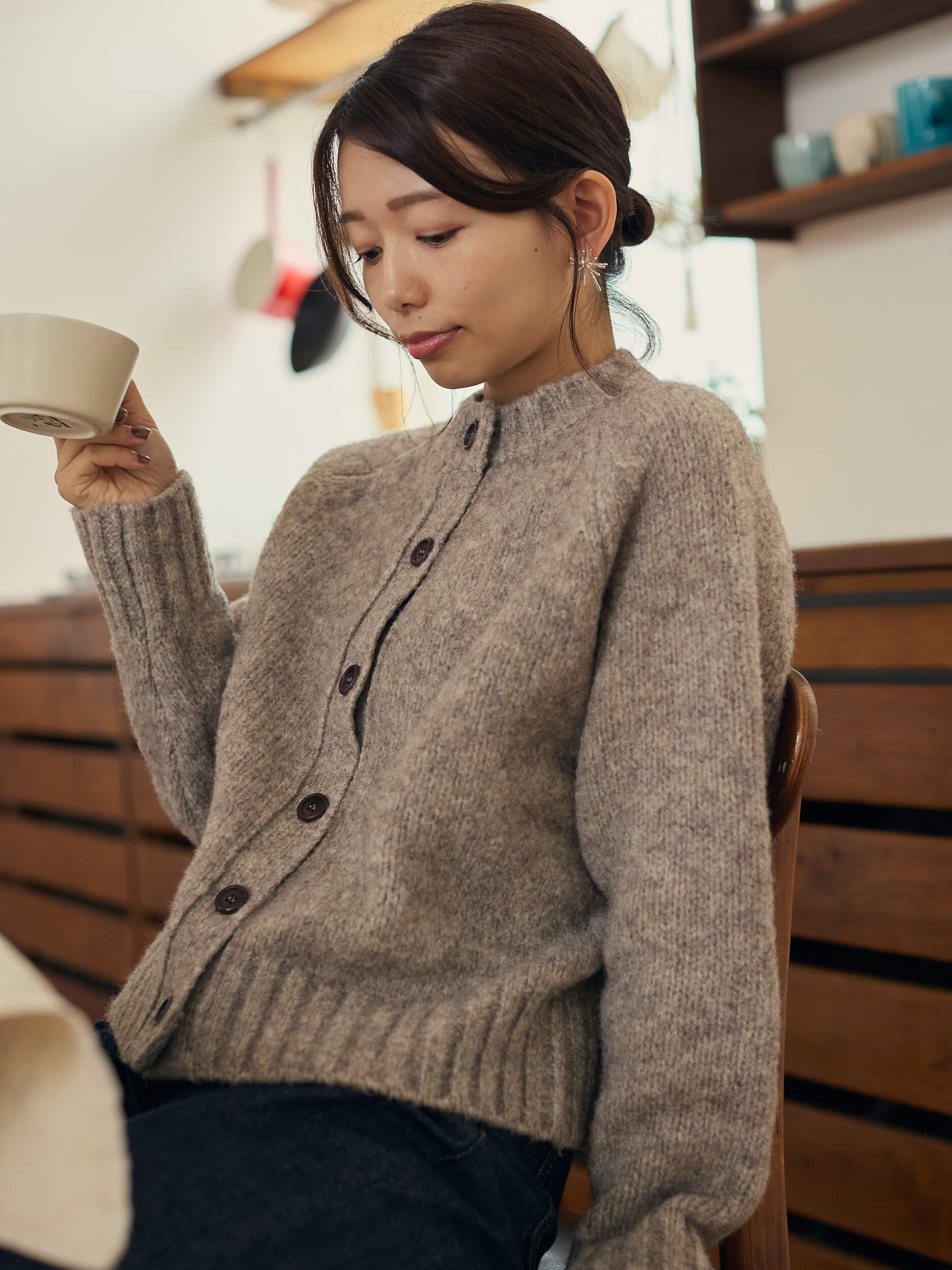 mixture knit cardigan