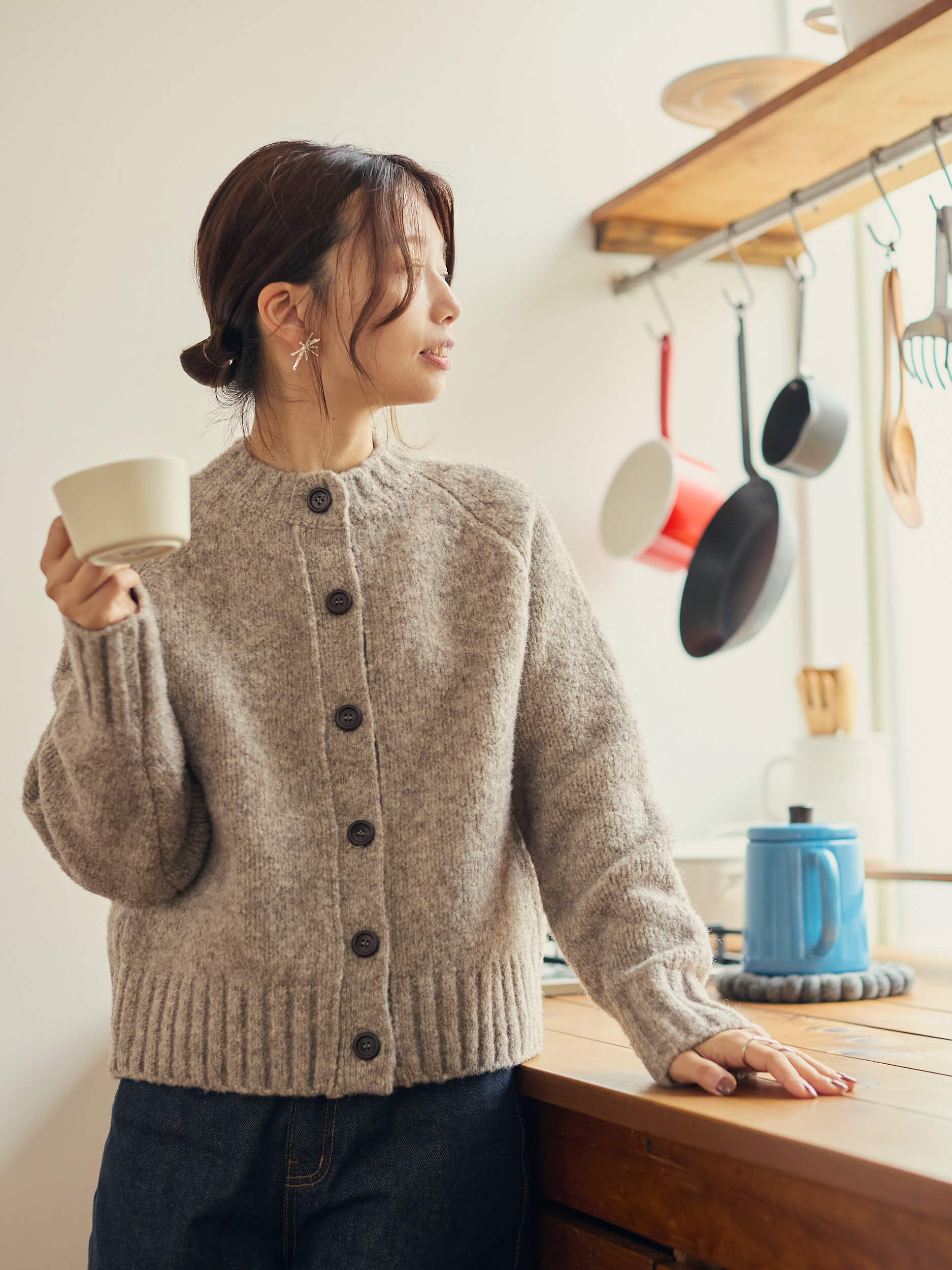 mixture knit cardigan
