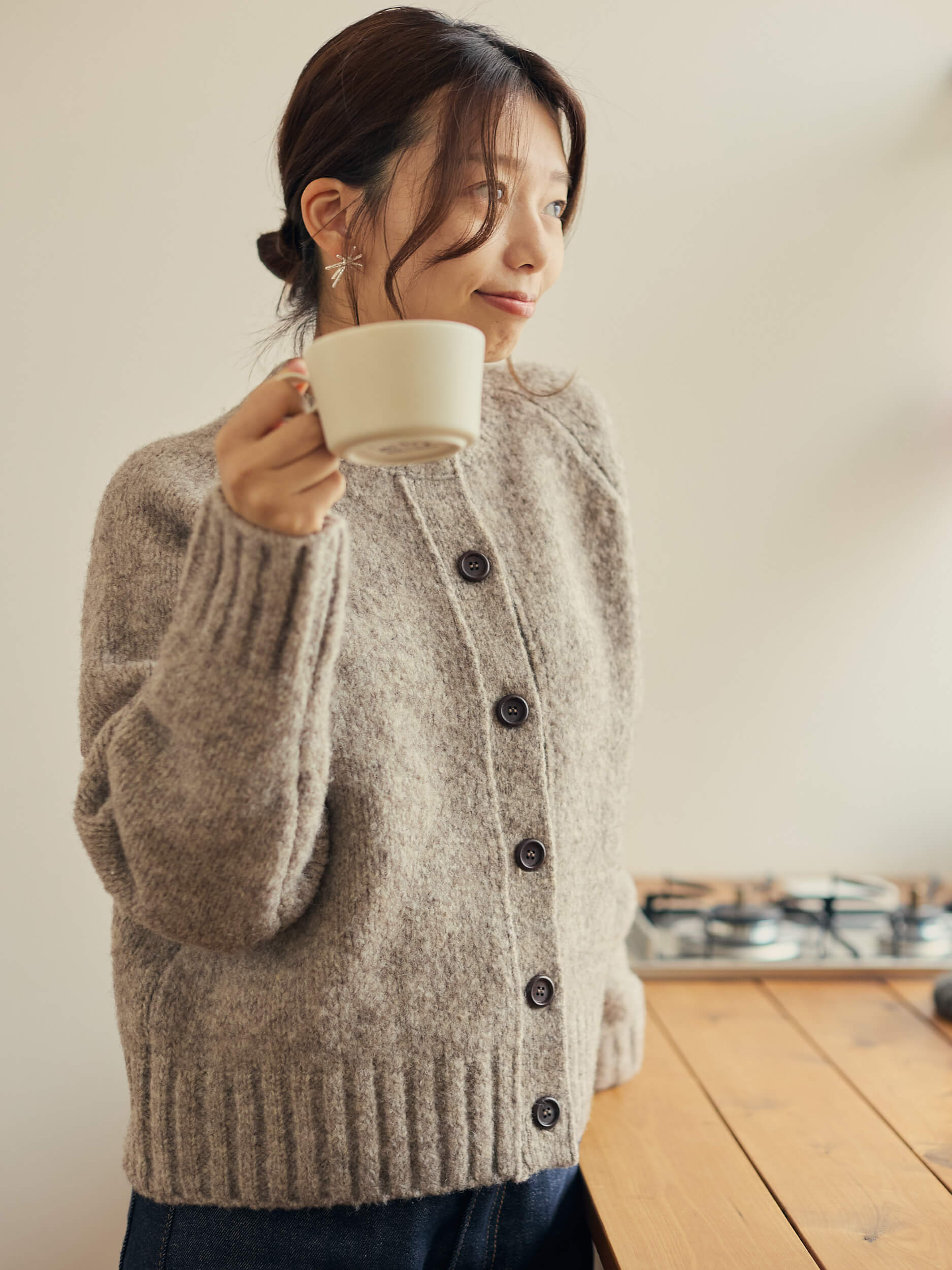 mixture knit cardigan